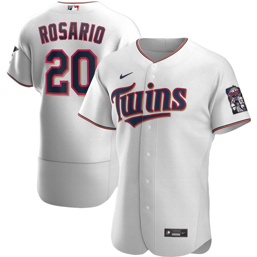 Men's  Minnesota Twins #20 Eddie Rosario White Home 2020 Player MLB Jersey