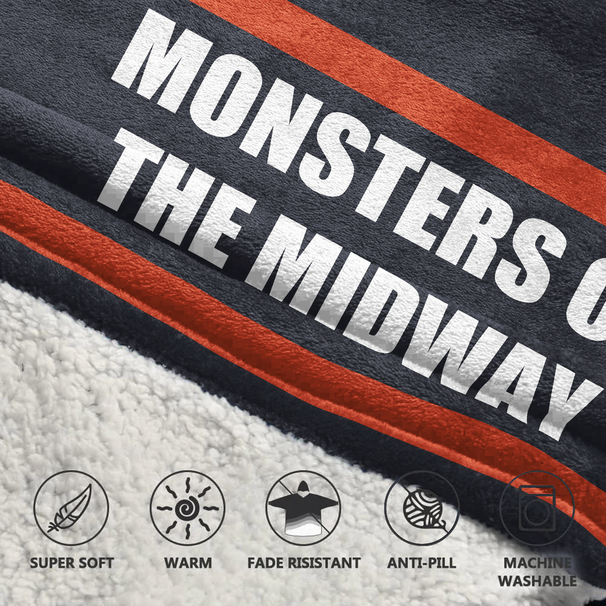 Adult Monsters Of The Midway 18 Chicago Football Unisex Blanket Hoodie