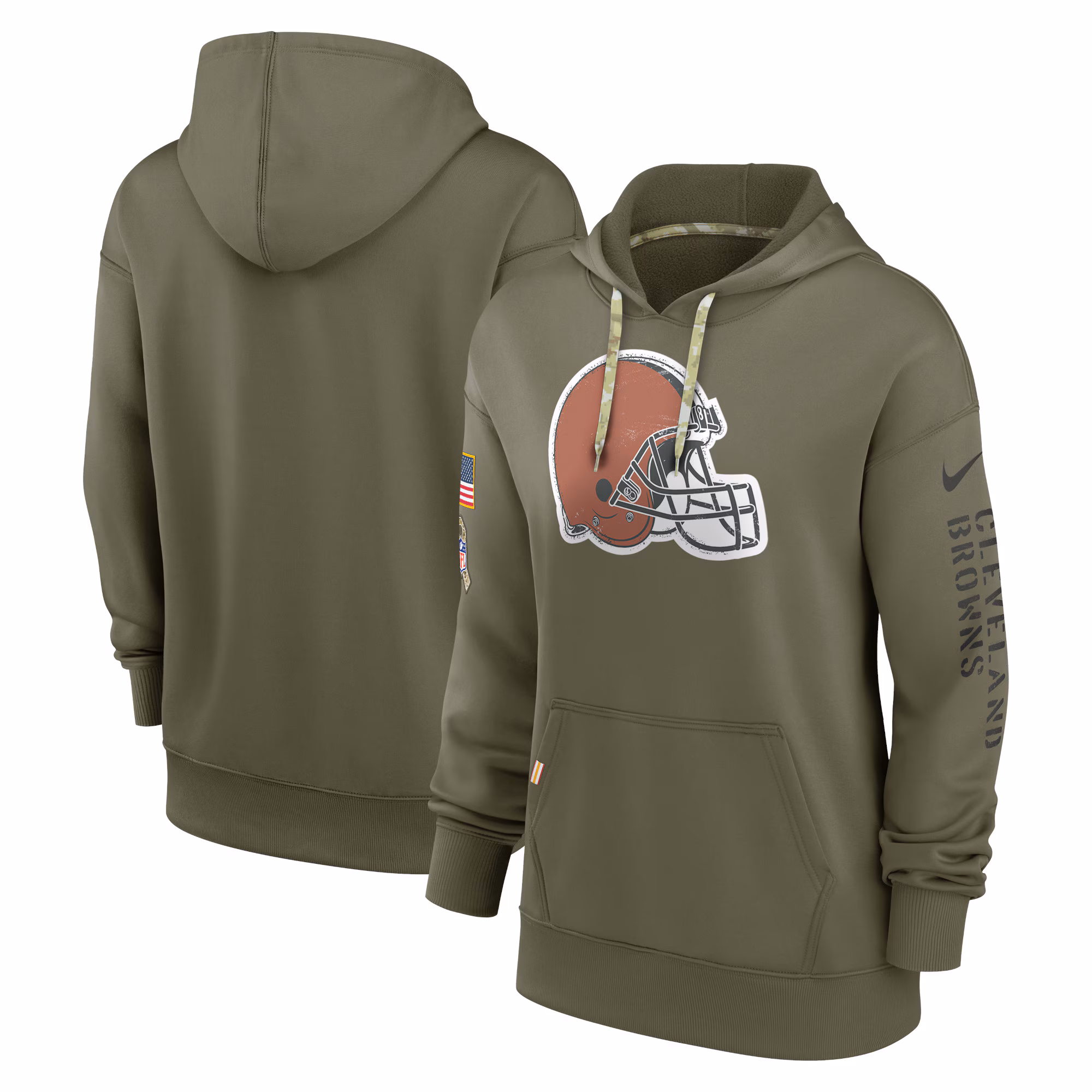 Cleveland Browns Women's 2022 Salute To Service Performance Pullover Hoodie - Olive