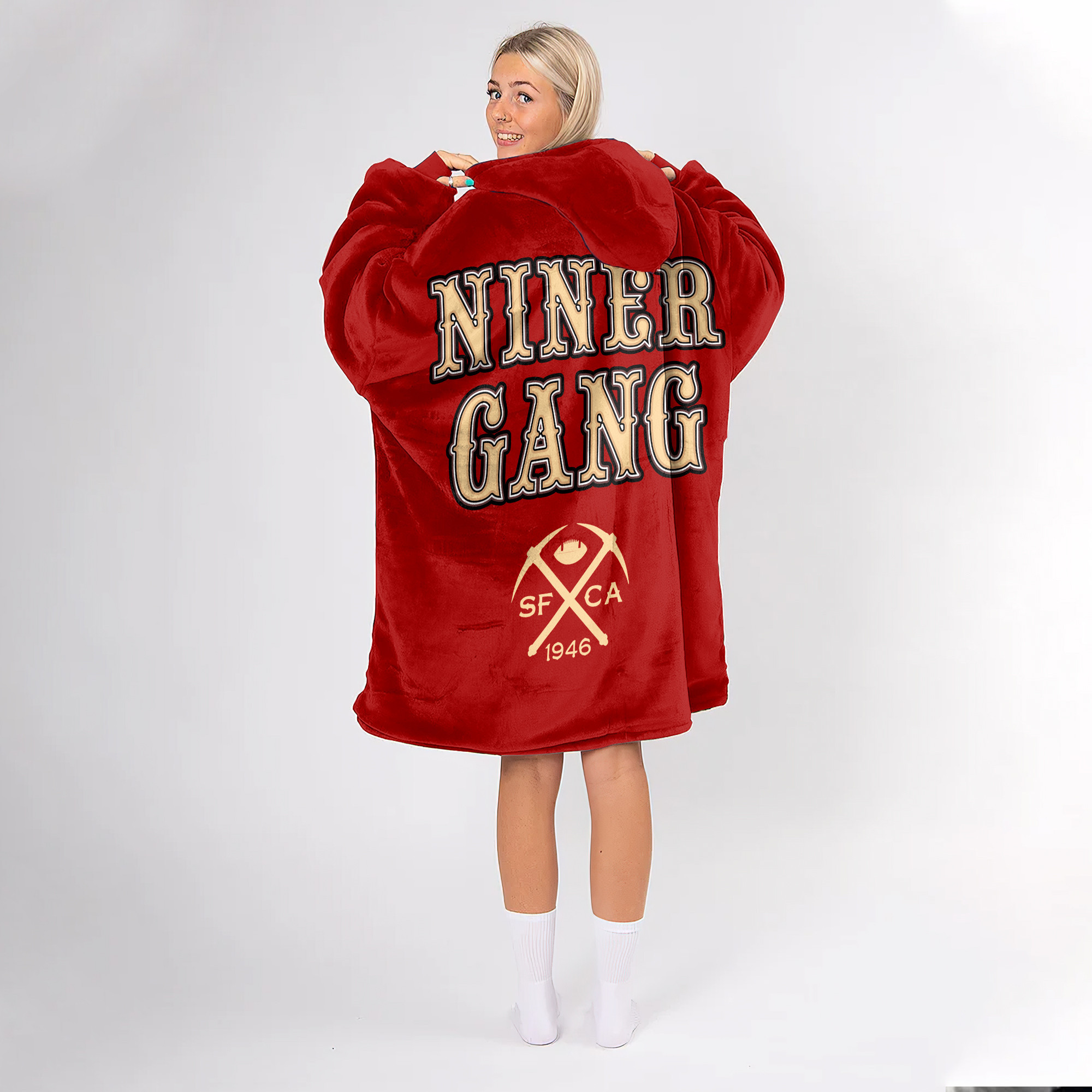 Adult San Francisco 49ers Football Unisex Blanket Hoodie