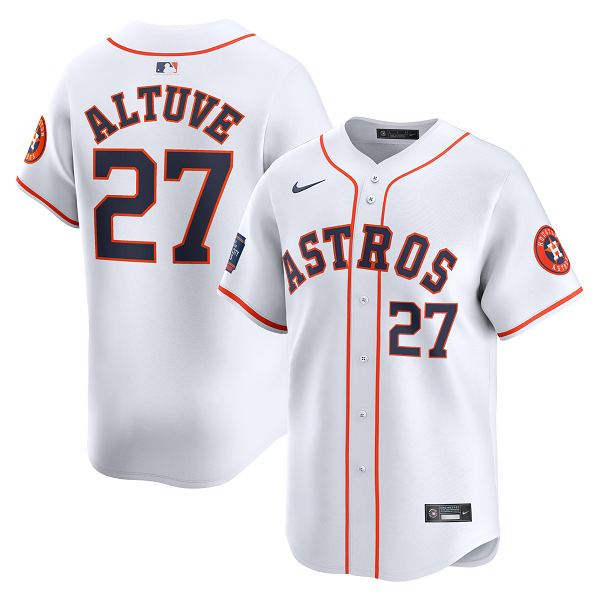 Men's Houston Astros #27 Jose Altuve  White 2024 MLB World Tour Mexico City Series Home Limited Player Jersey