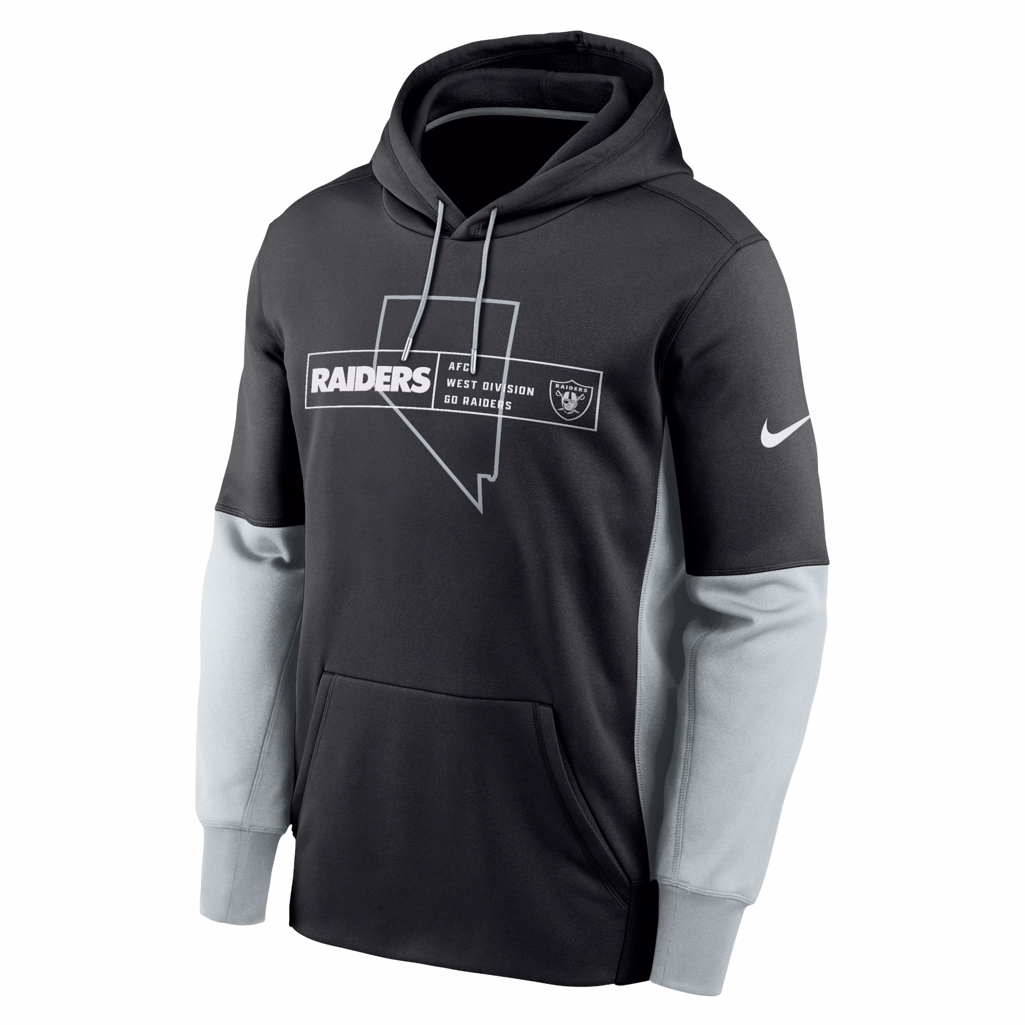 Las Vegas Raiders Color Block Fleece Performance Pullover Hoodie - Black