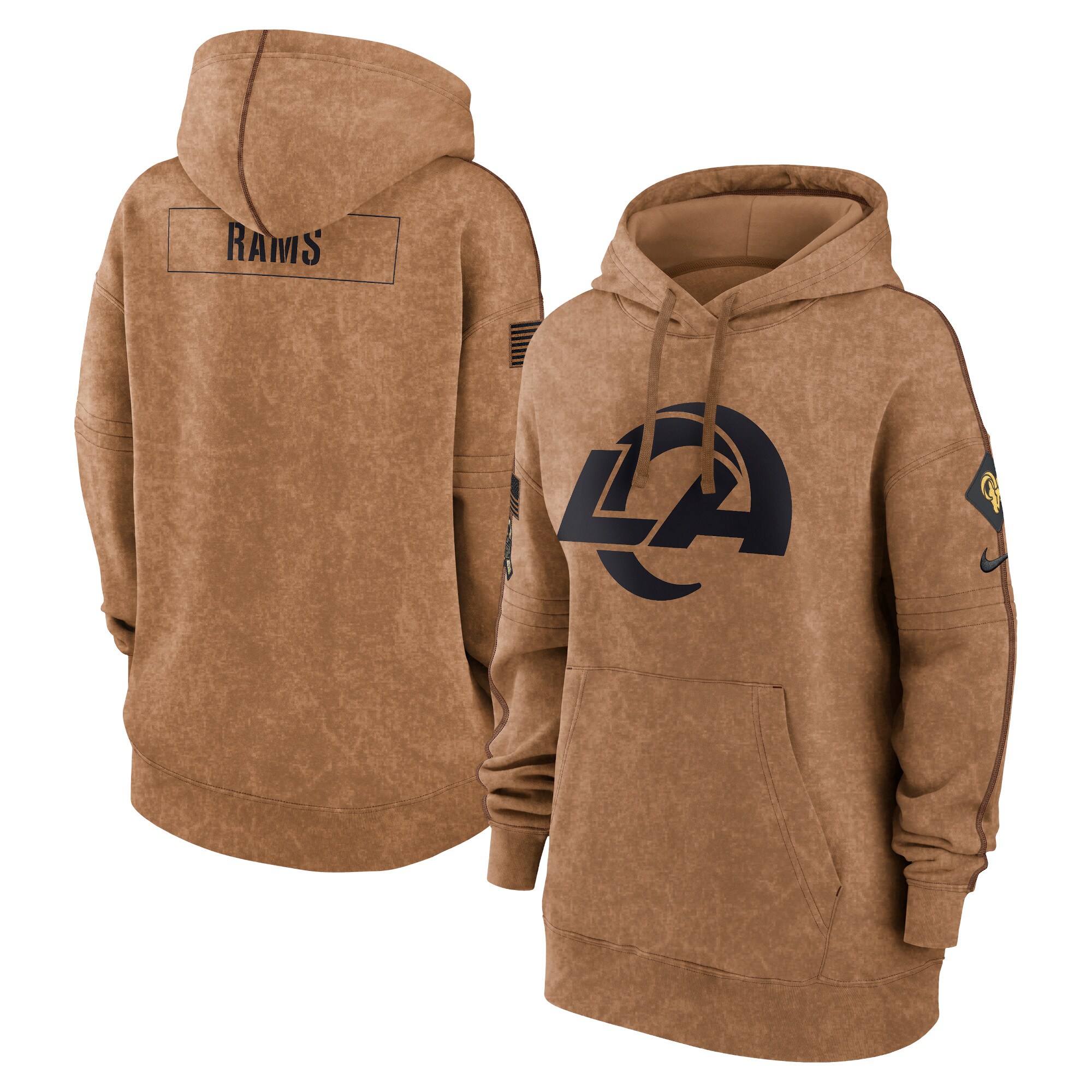 Los Angeles Rams  Women's 2023 Salute to Service Pullover Hoodie - Brown