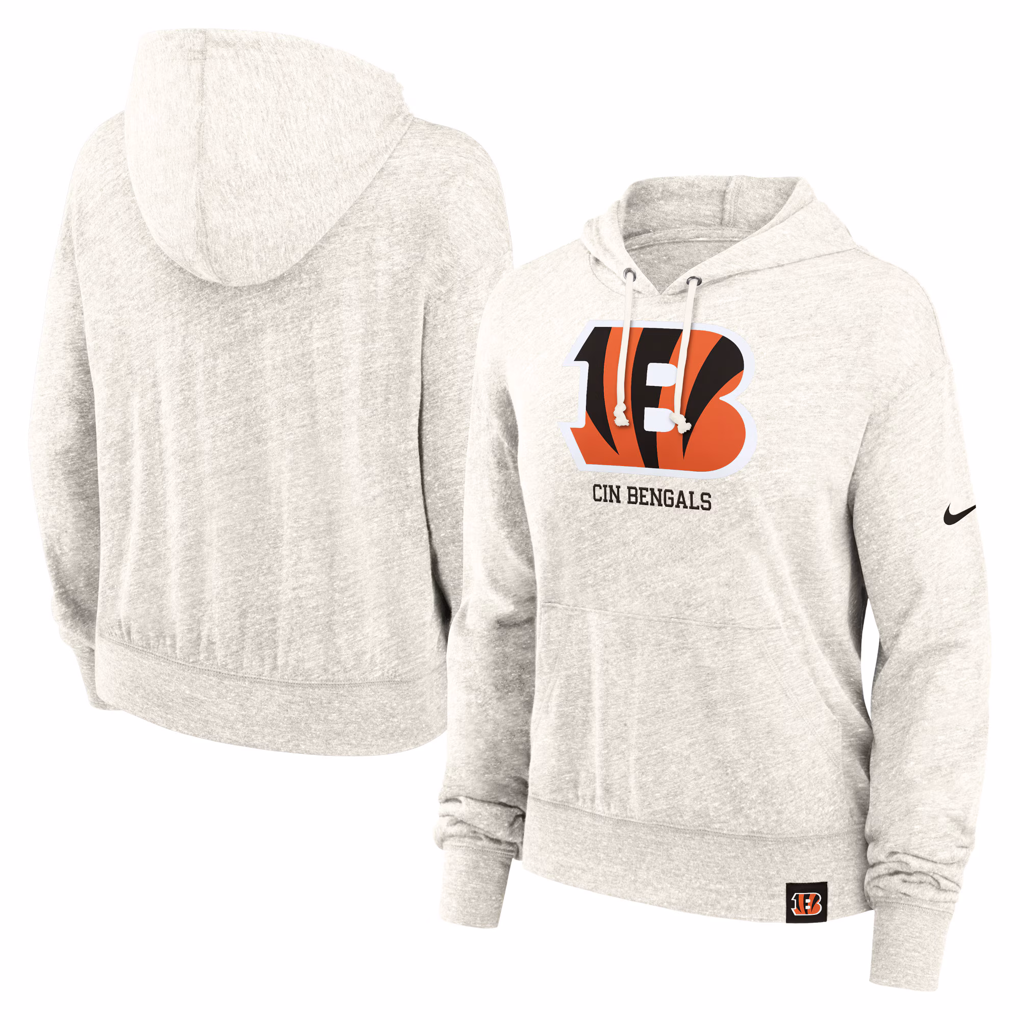 Cincinnati Bengals Women's Gym Vintage Logo Pullover Hoodie - Cream
