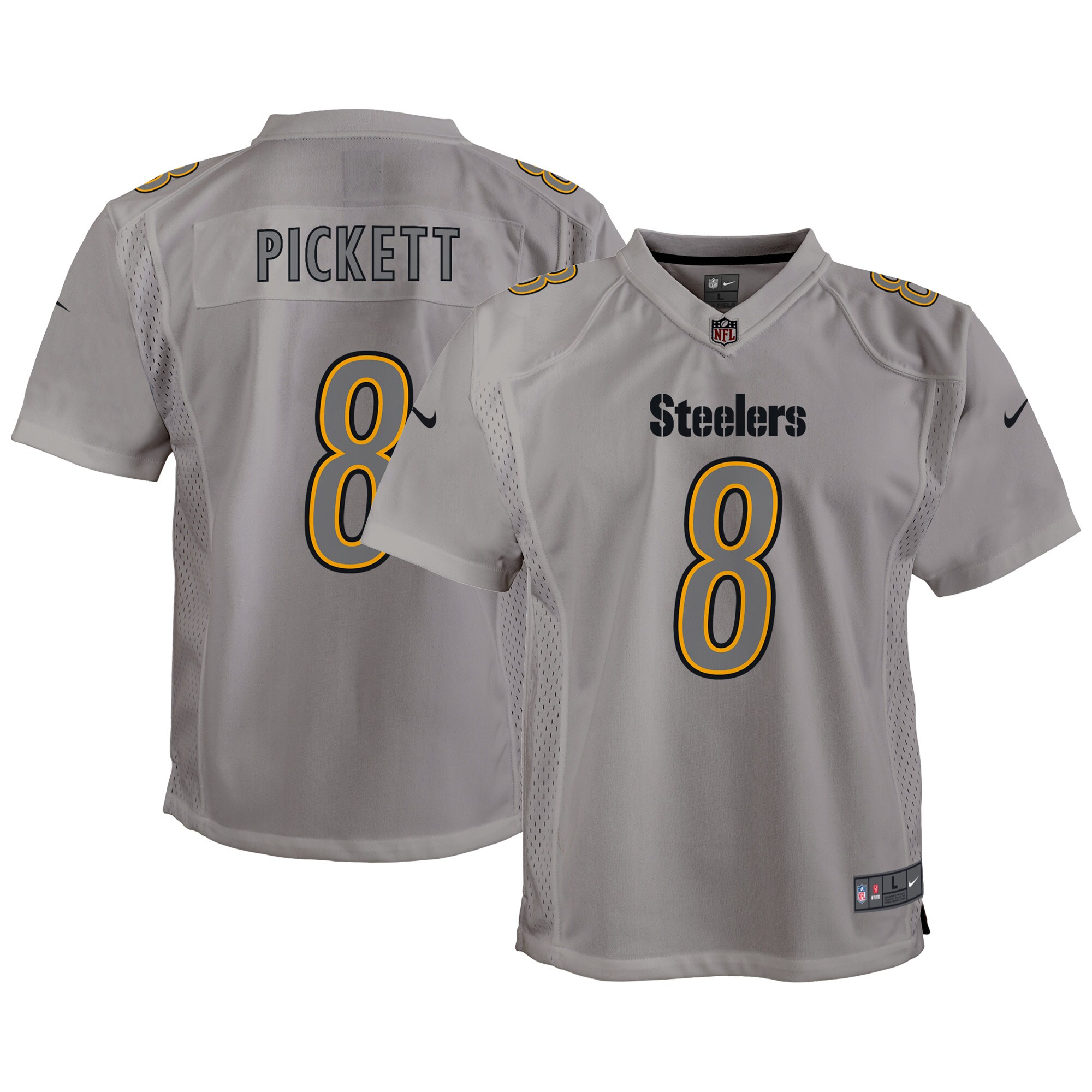 Kenny Pickett Pittsburgh Steelers Youth Atmosphere Game Jersey - Gray