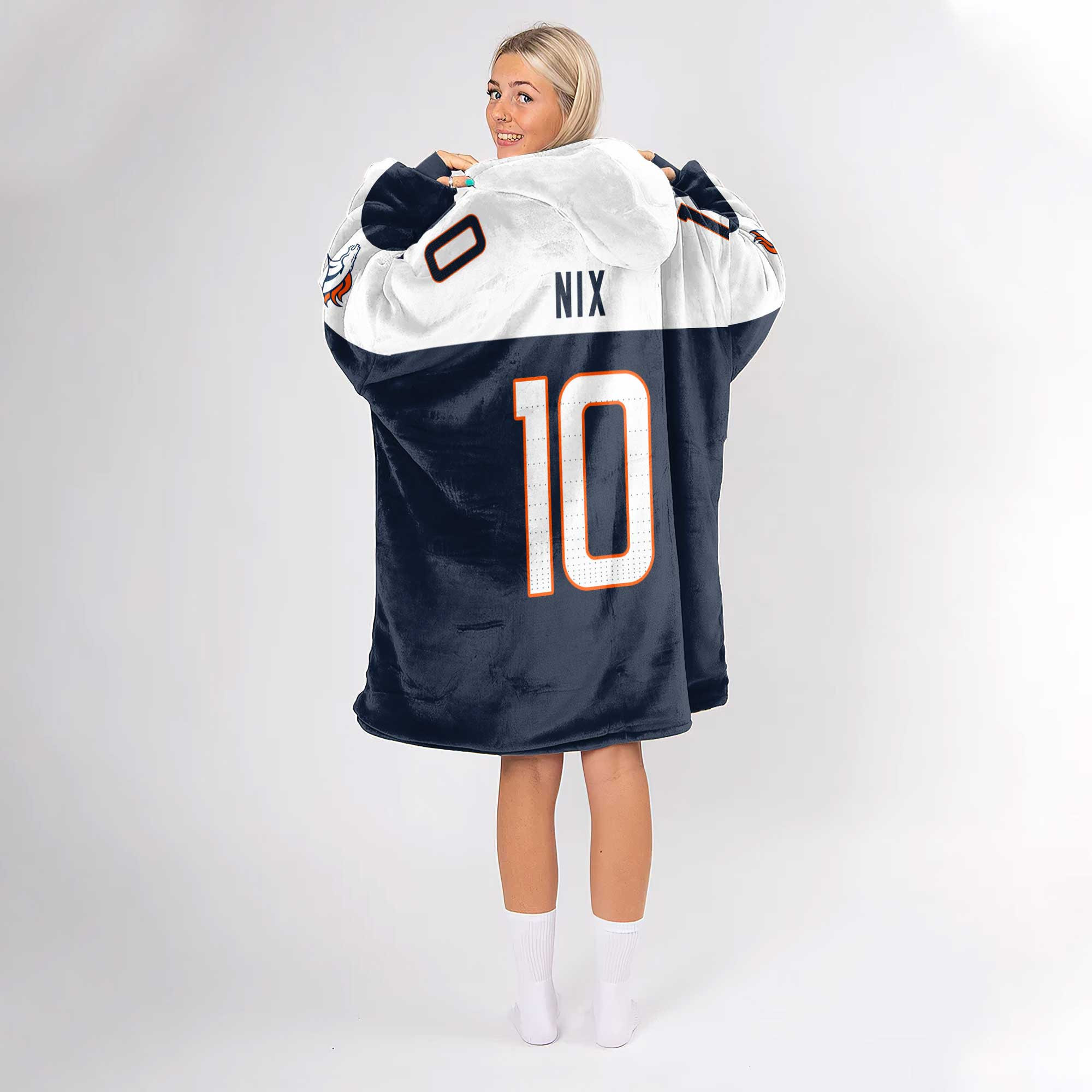 Adult 10 Denver Football Unisex Blanket Hoodie