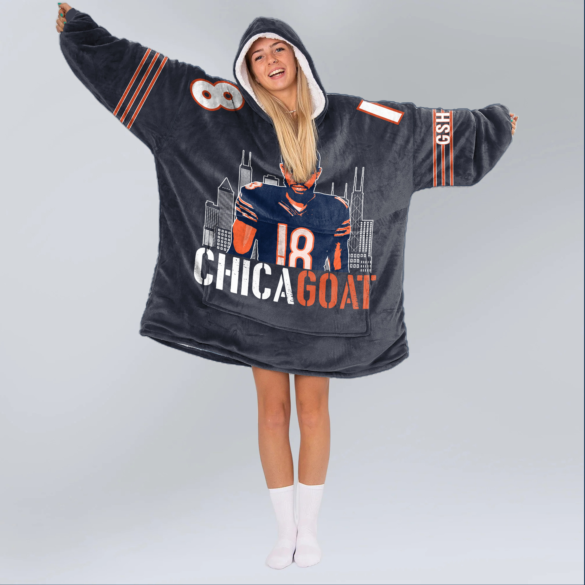 Adult Chicagoat CW 18 Chicago Football Unisex Blanket Hoodie