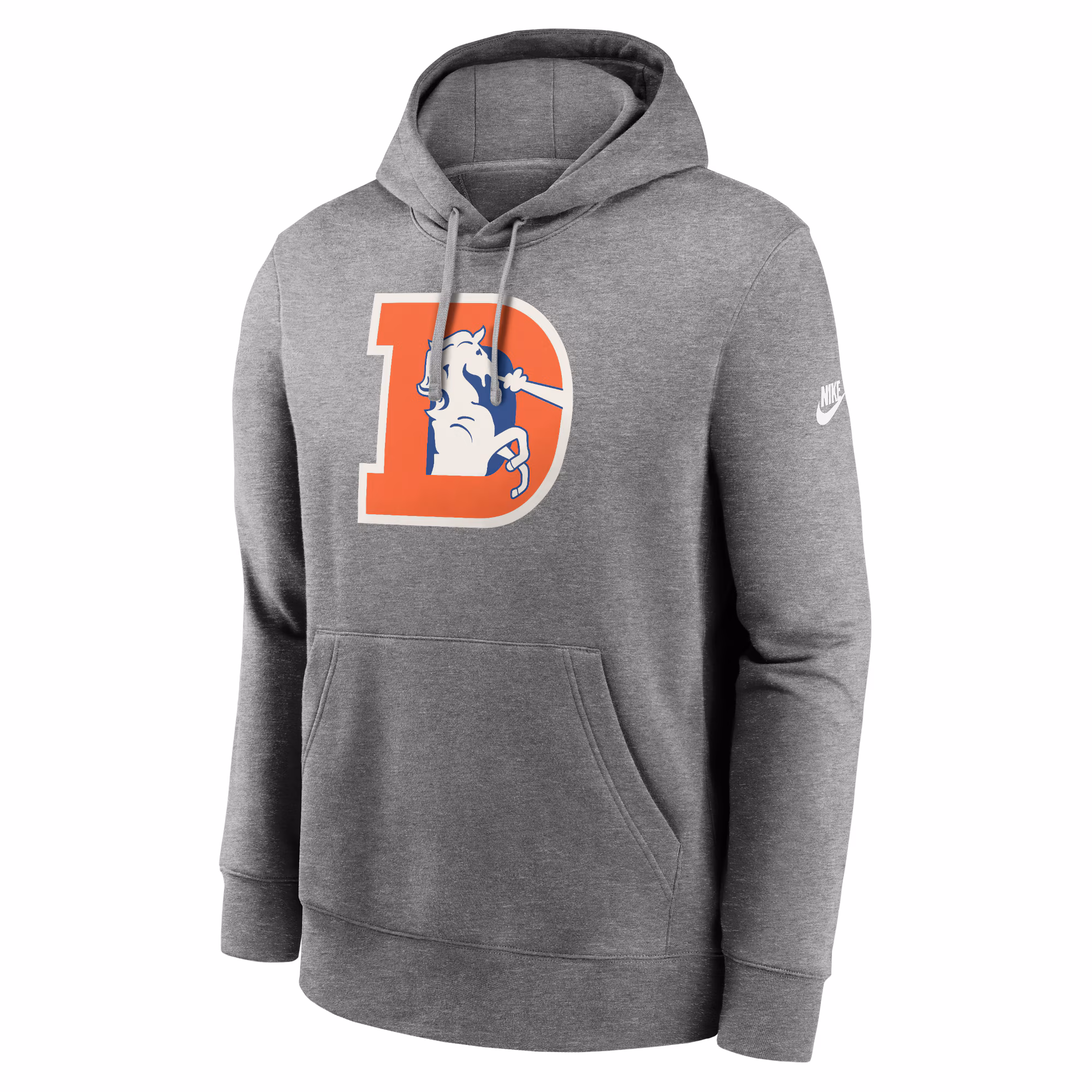 Denver Broncos Rewind Club Logo Pullover Hoodie - Heather Gray
