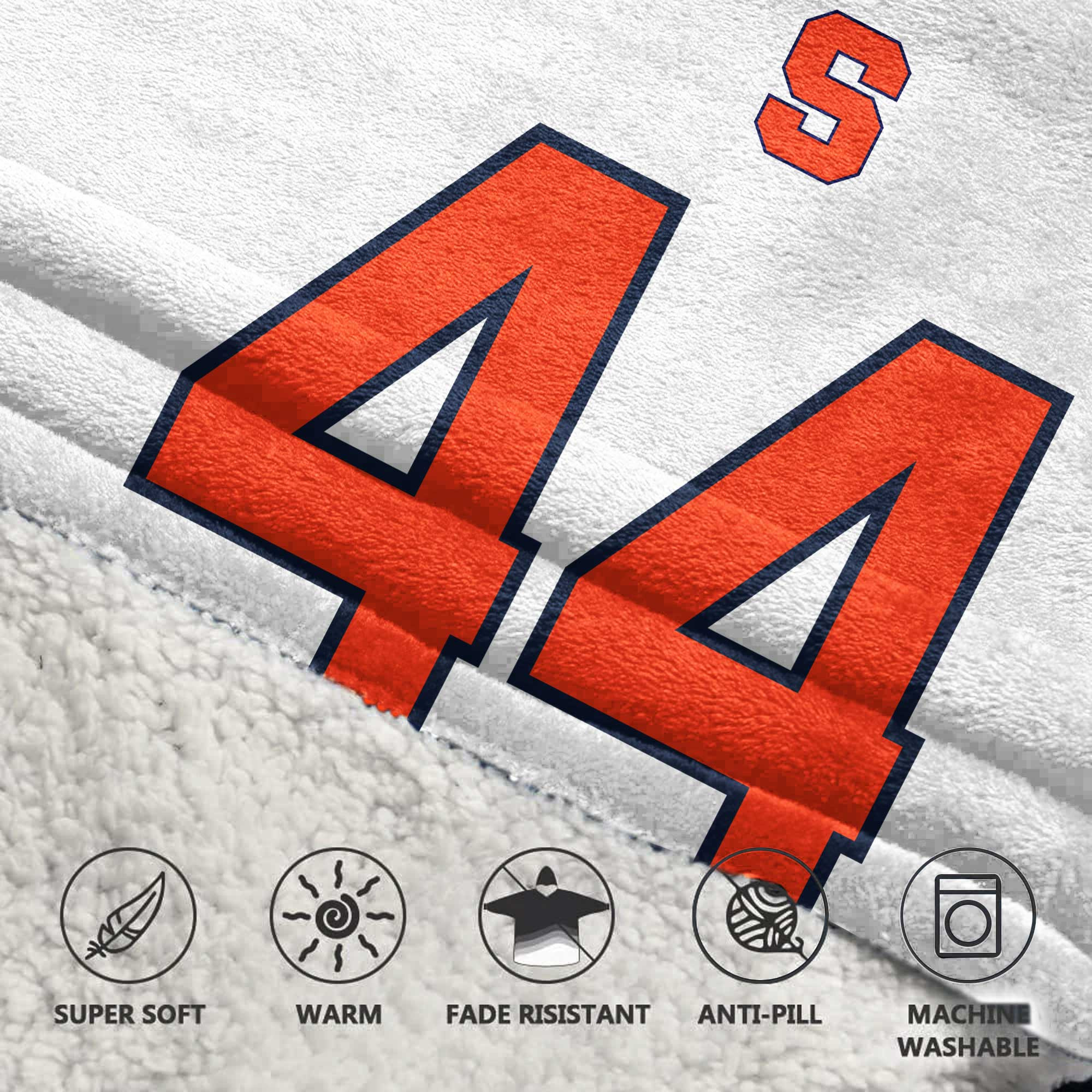 Adult #44 Navy Syracuse Football Unisex Blanket Hoodie