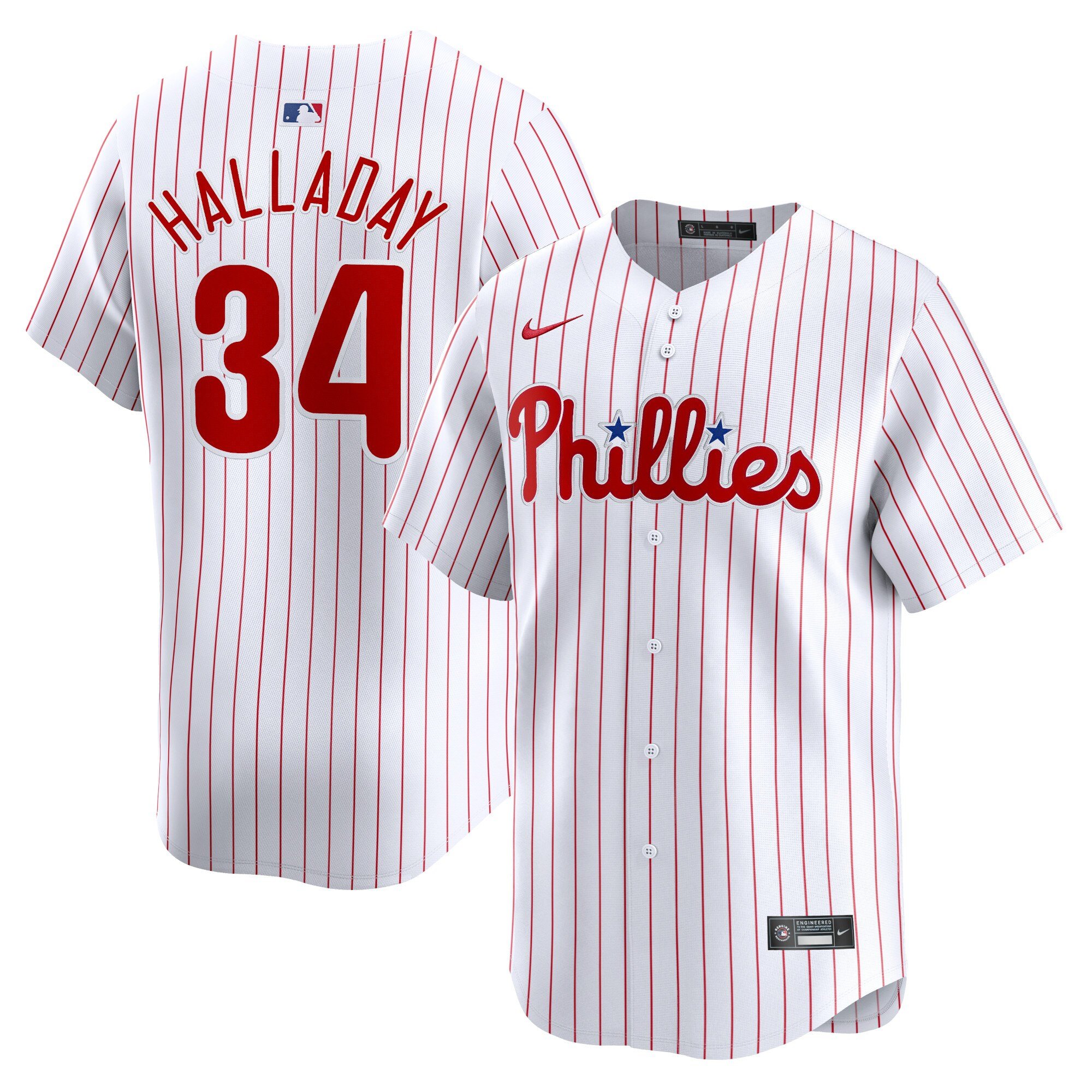 Men's Philadelphia Phillies #34 Roy Halladay  White Home Limited Player Jersey