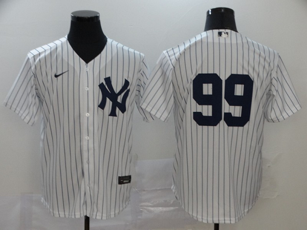 Men's New York Yankees #99 Aaron Judge White Home No Name Stitched MLB Cool Base  Jersey