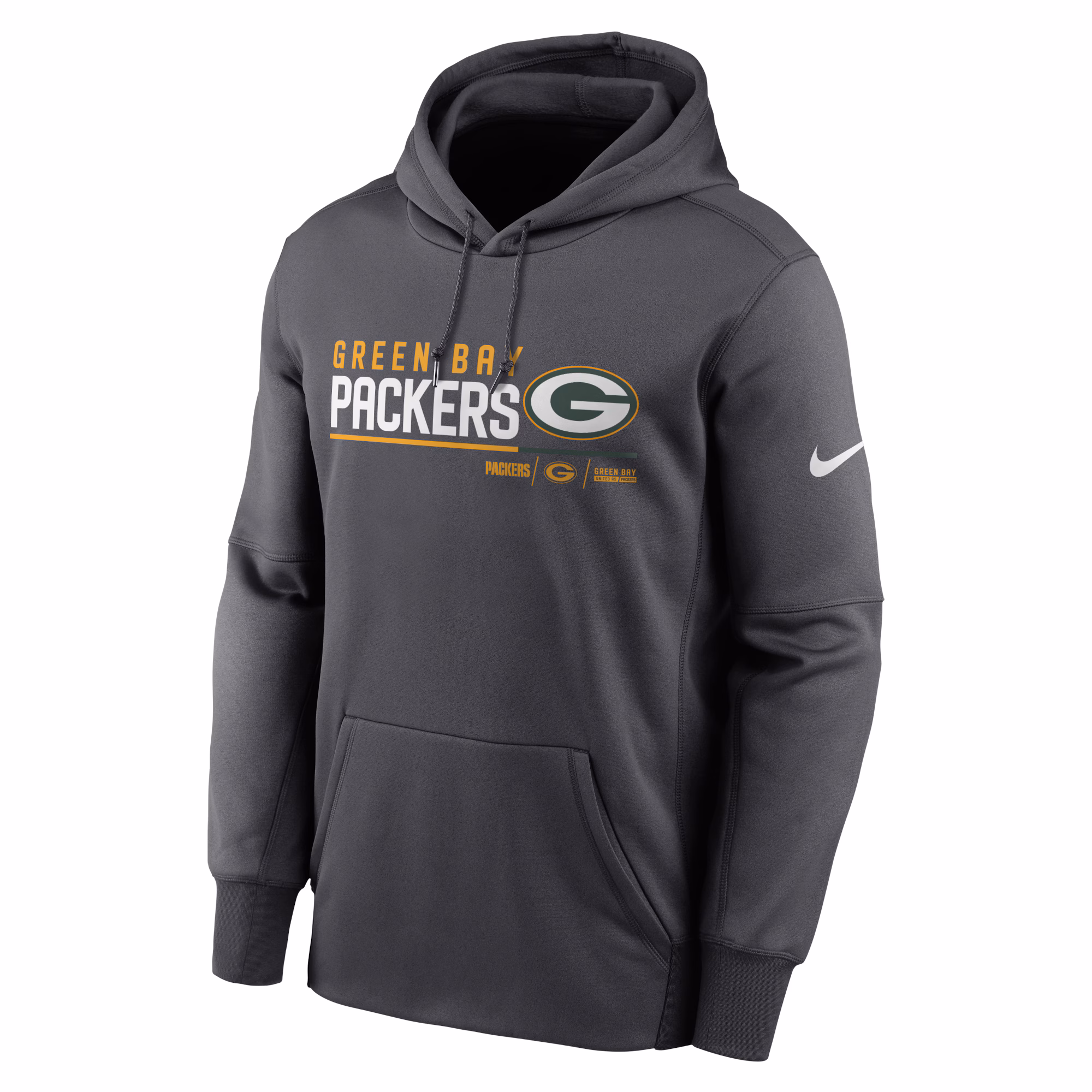 Green Bay Packers Prime Logo Name Split Pullover Hoodie - Anthracite