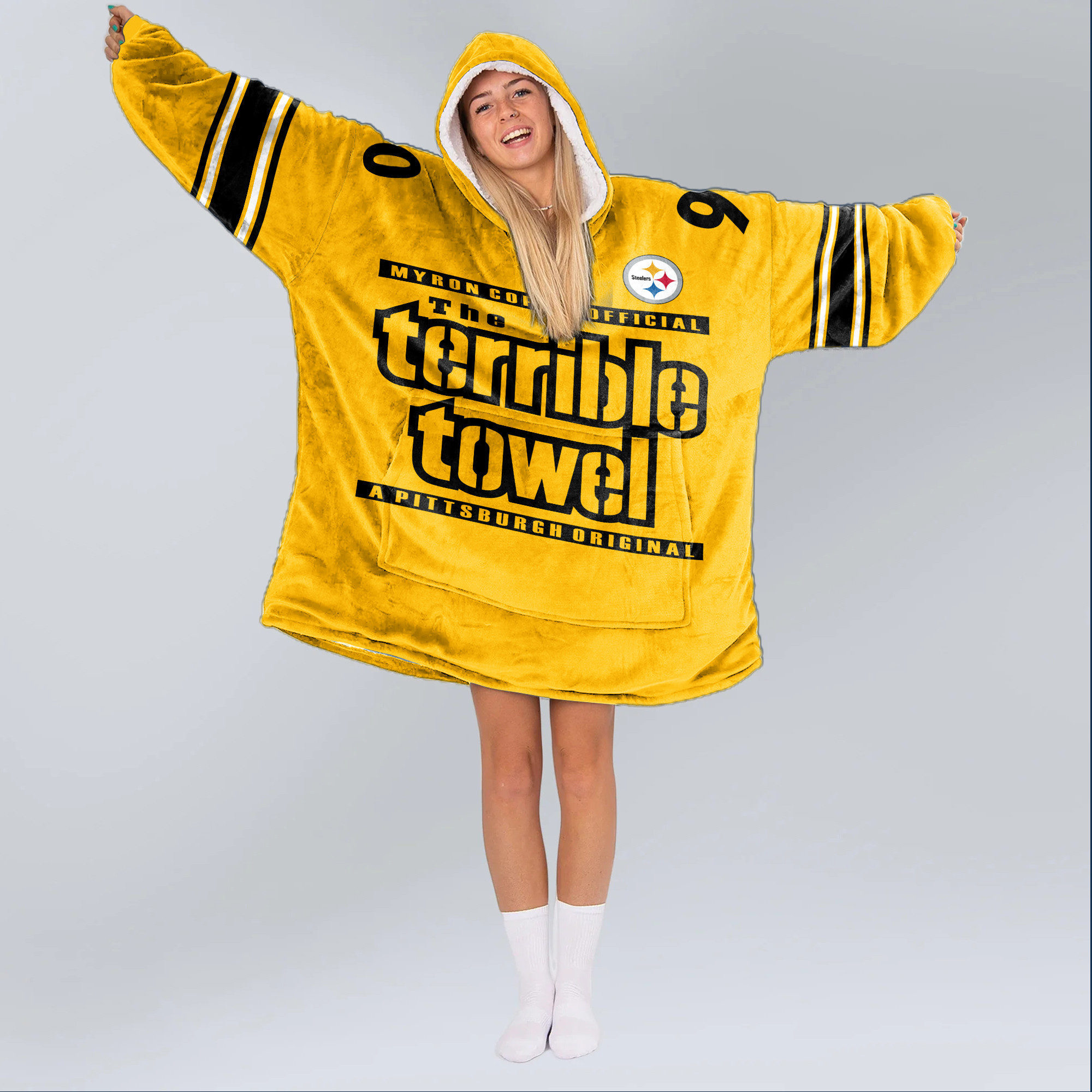 Adult Terrible Towel 90 Pittsburgh Football Unisex Blanket Hoodie