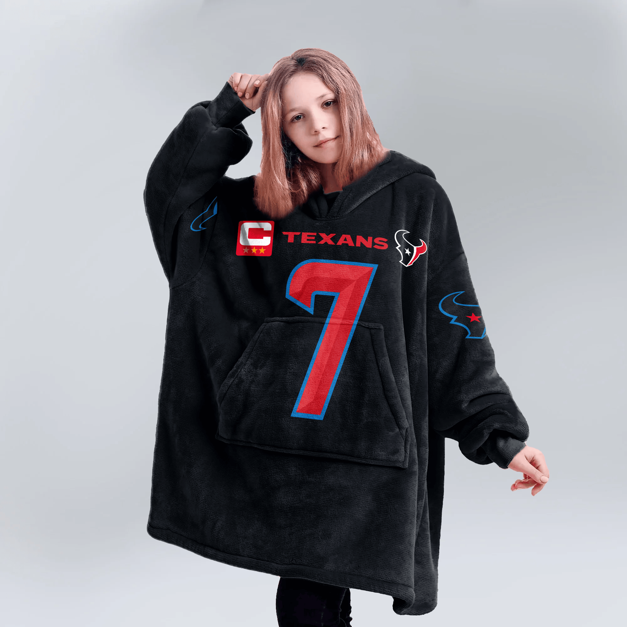 Kid C.J.S 7 Captain Houston Football Unisex Blanket Hoodie