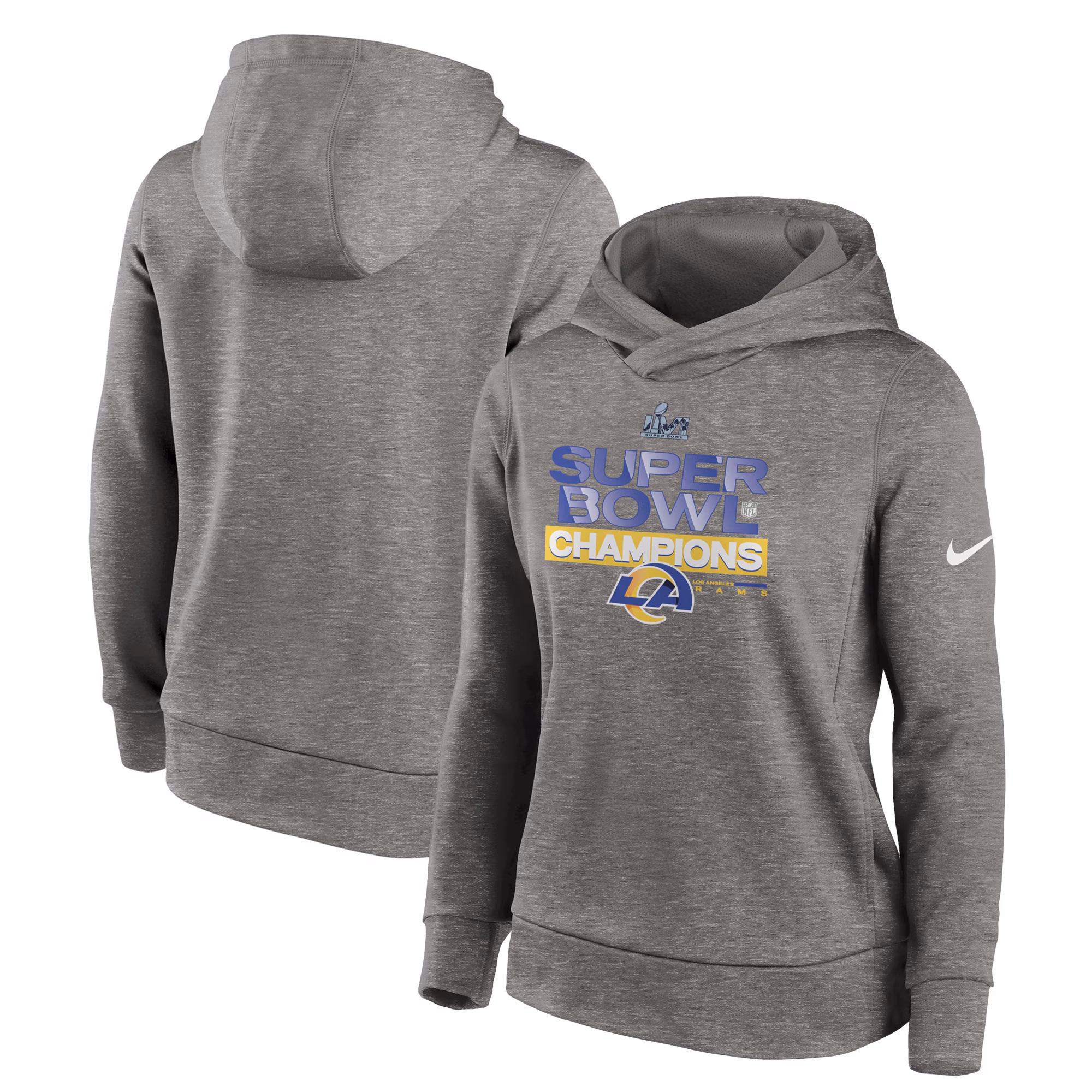 Los Angeles Rams Women's Super Bowl LVI Champions Locker Room Trophy Collection Pullover Hoodie - Heathered Charcoal