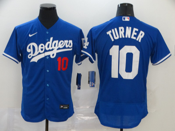 Men's Los Angeles Dodgers #10 Justin Turner Blue Stitched MLB Flex Base  Jersey