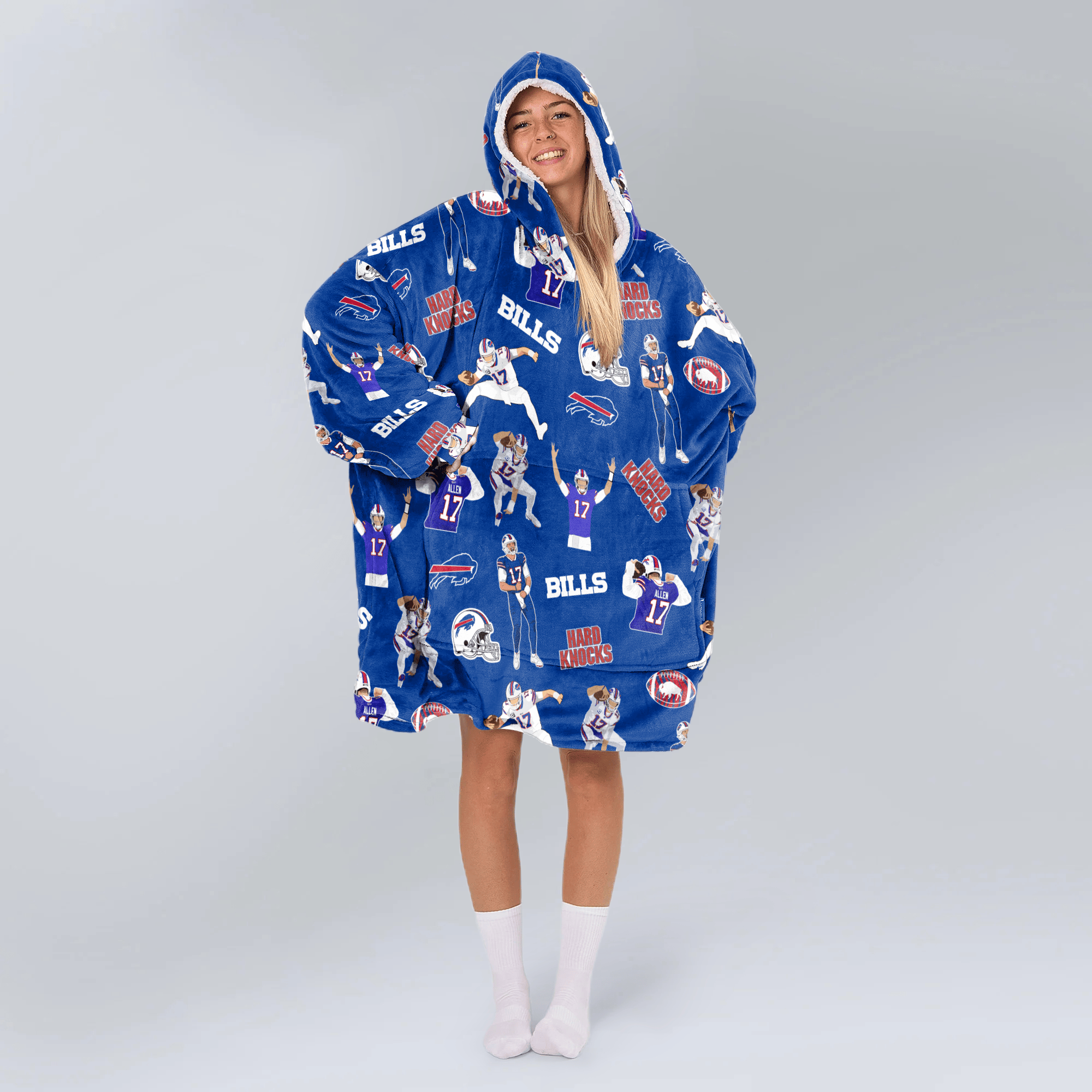 J.A 17 Buffalo Football Full Patterns Unisex Blanket Hoodie