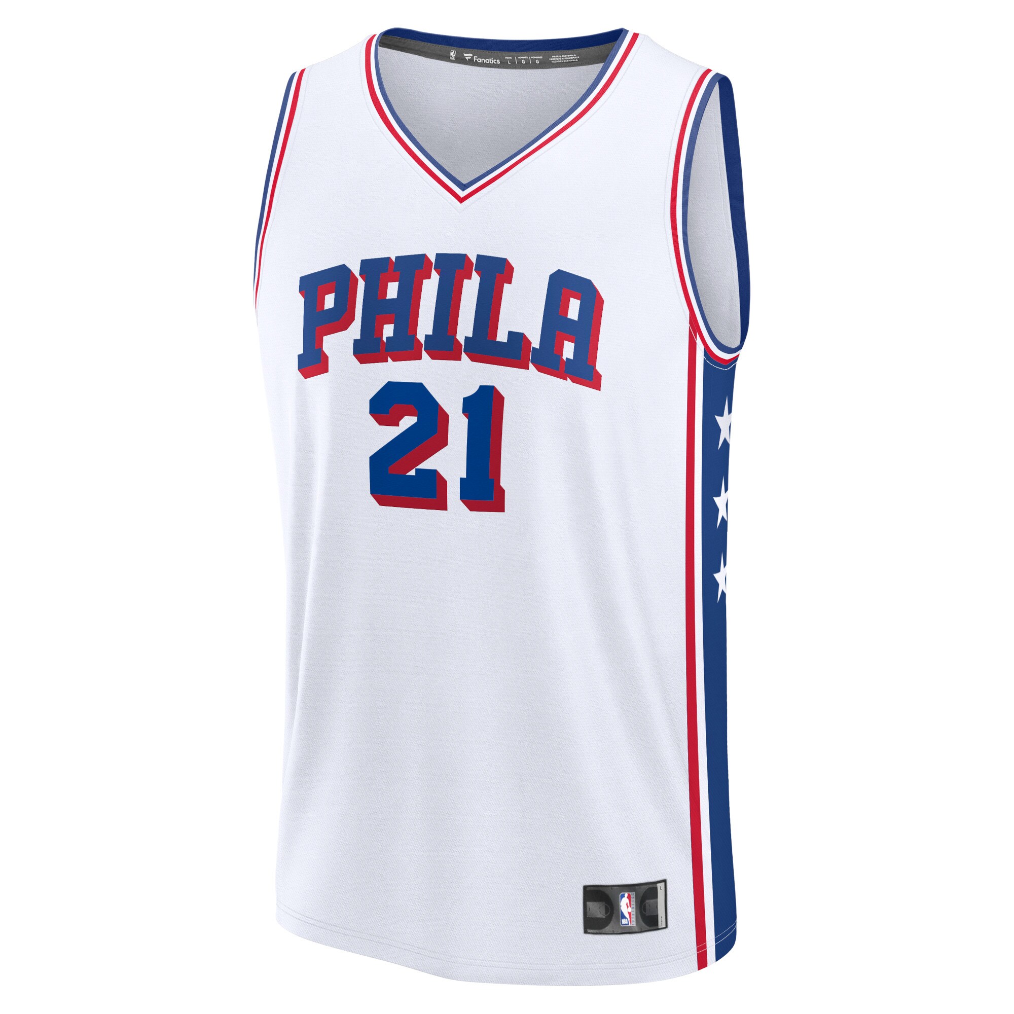Men's Philadelphia 76ers Joel Embiid  White 2023/24 Fast Break Replica Jersey - Association Edition