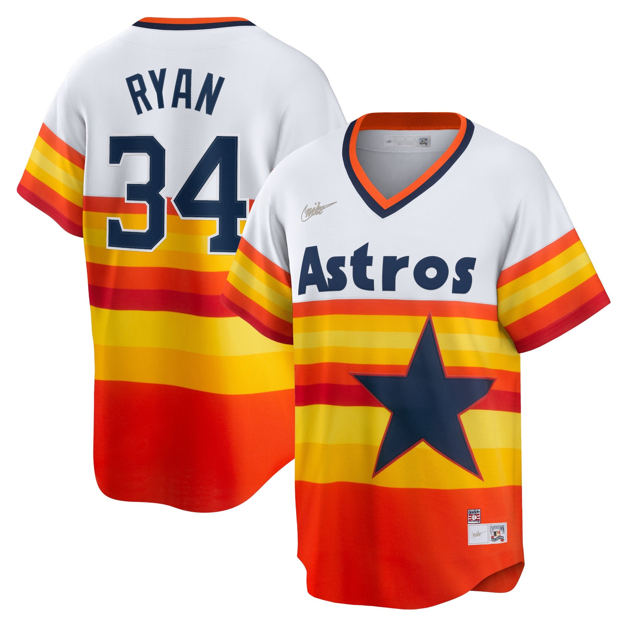 Men's Houston Astros Nolan Ryan  White Home Cooperstown Collection Player Jersey