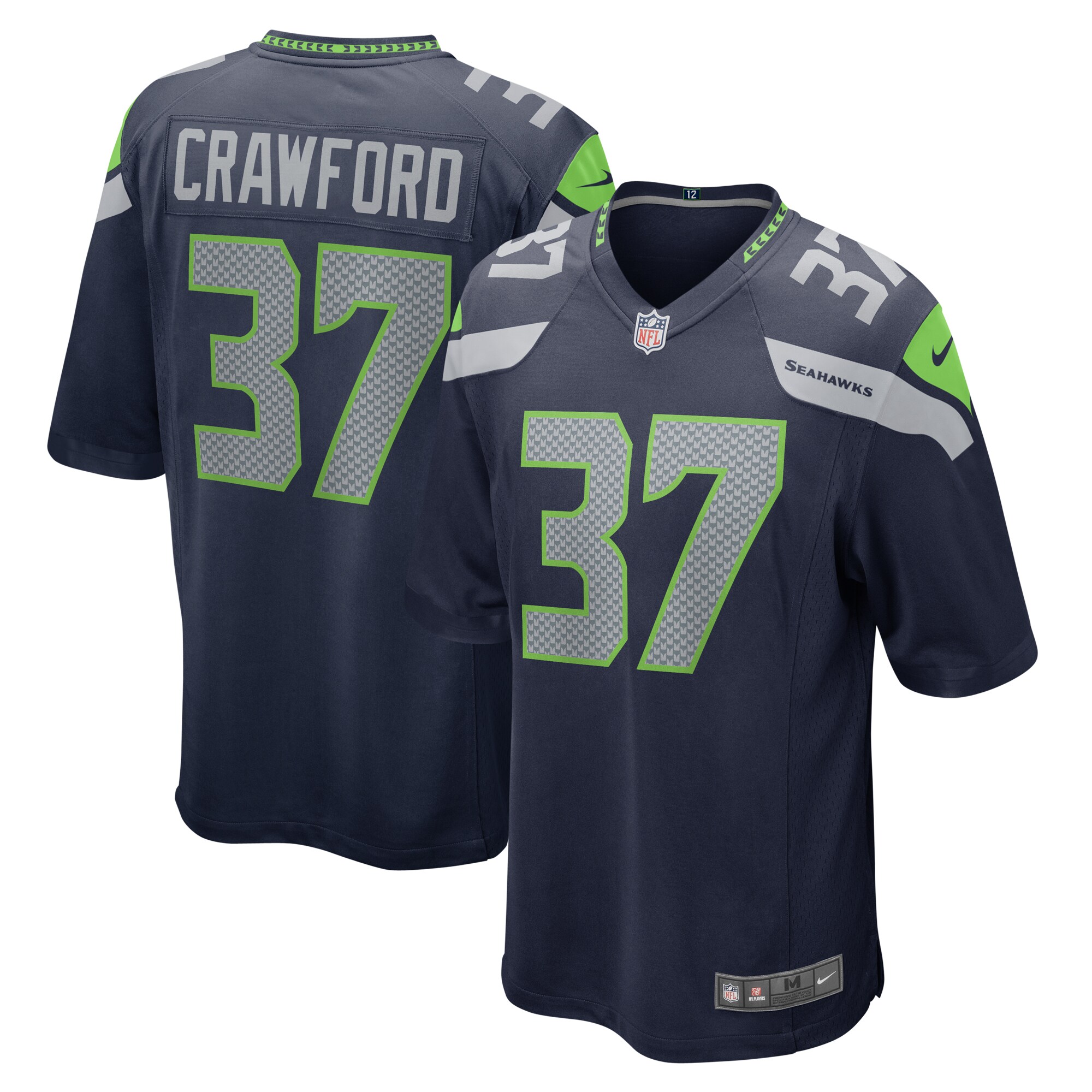 Xavier Crawford Seattle Seahawks  Home Game Player Jersey - College Navy
