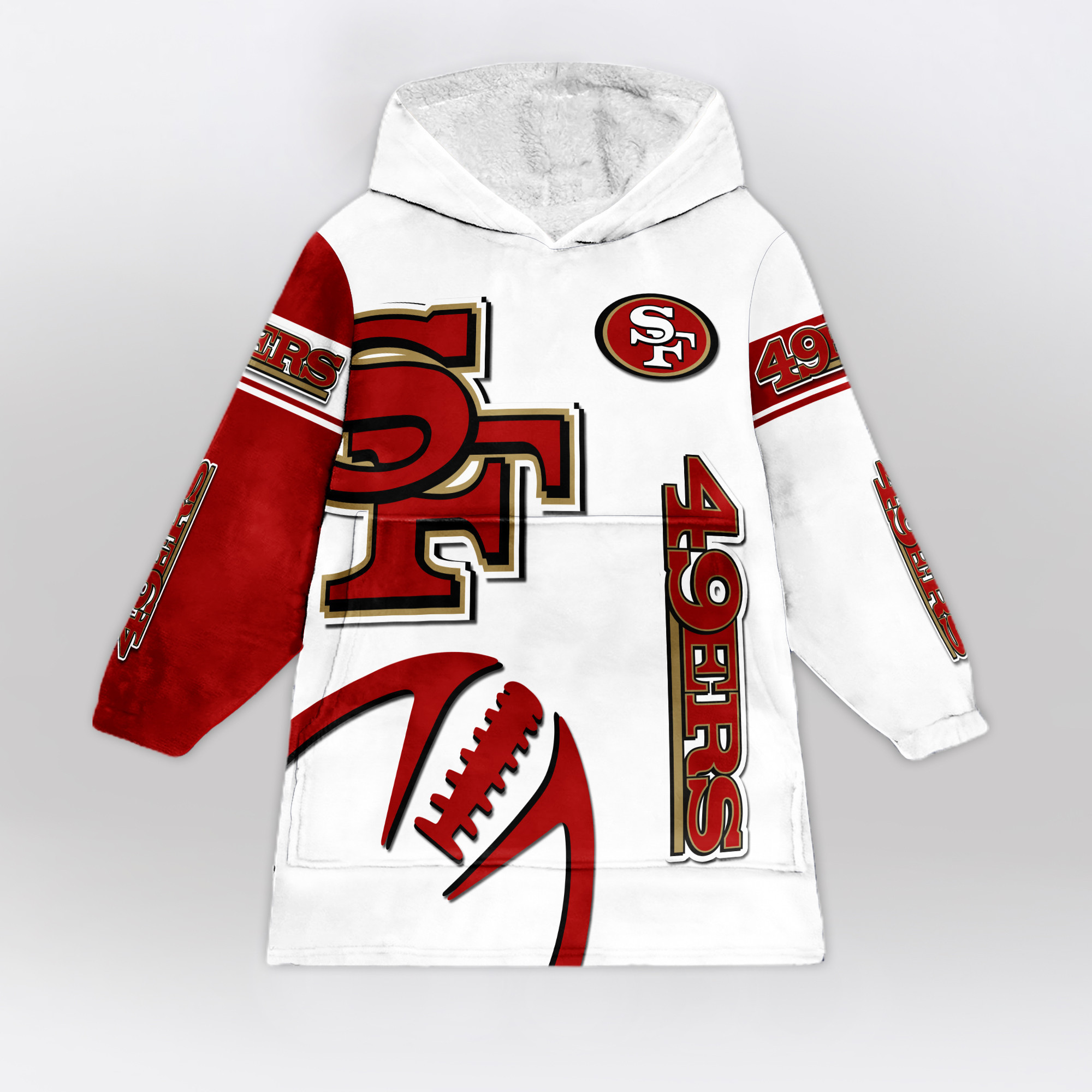 Adult San Francisco 49ers Football Unisex Blanket Hoodie