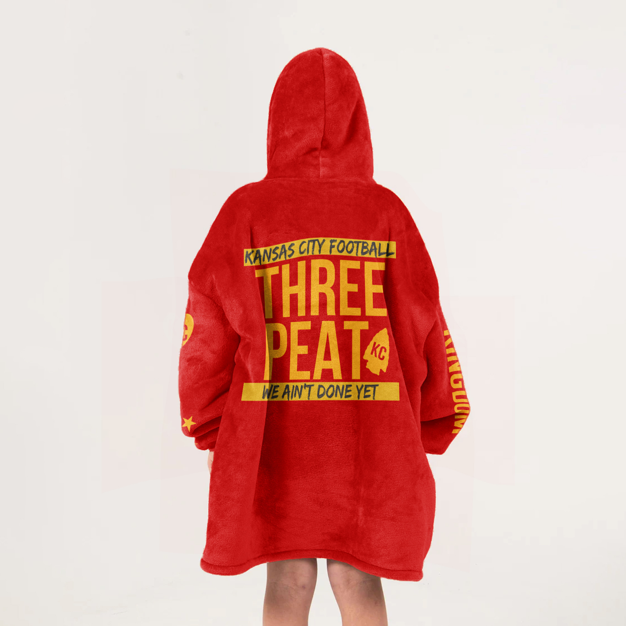 Adult 3 Peat Kansas City Football Unisex Blanket Hoodie