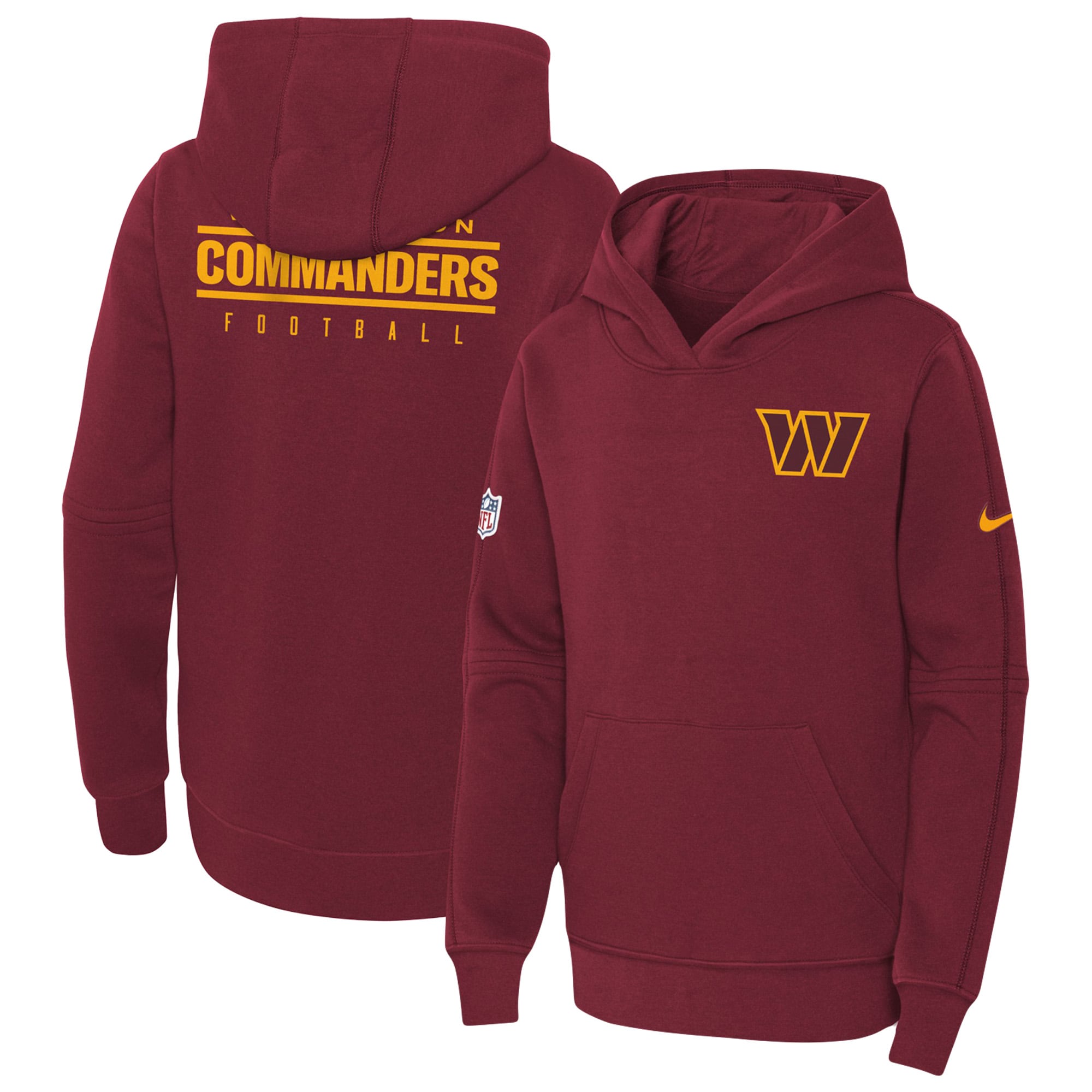 Washington Commanders  Youth 2023 Sideline Club Fleece Pullover Hoodie - Burgundy