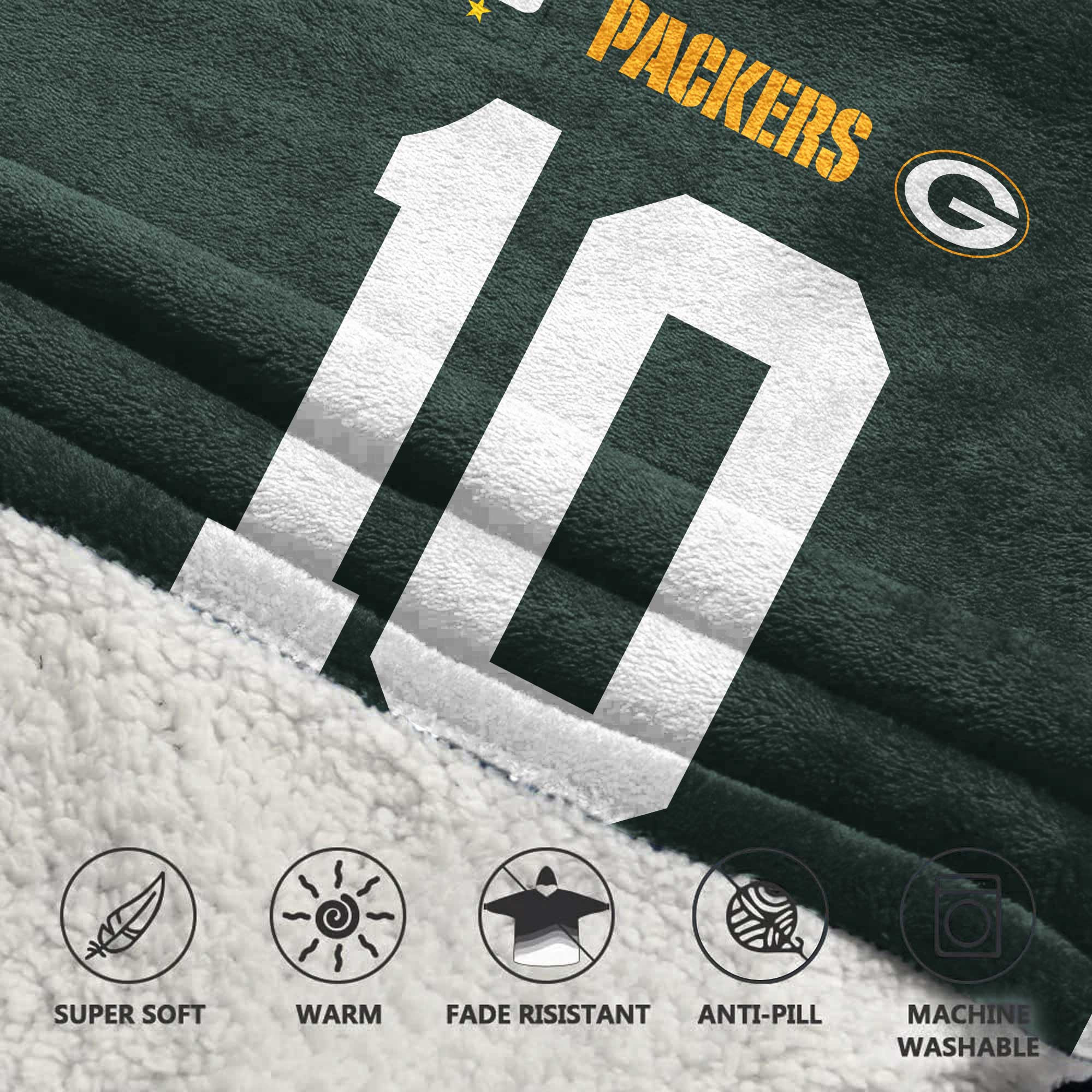 Adult J.L 10 Captain Green Bay Football Unisex Blanket Hoodie