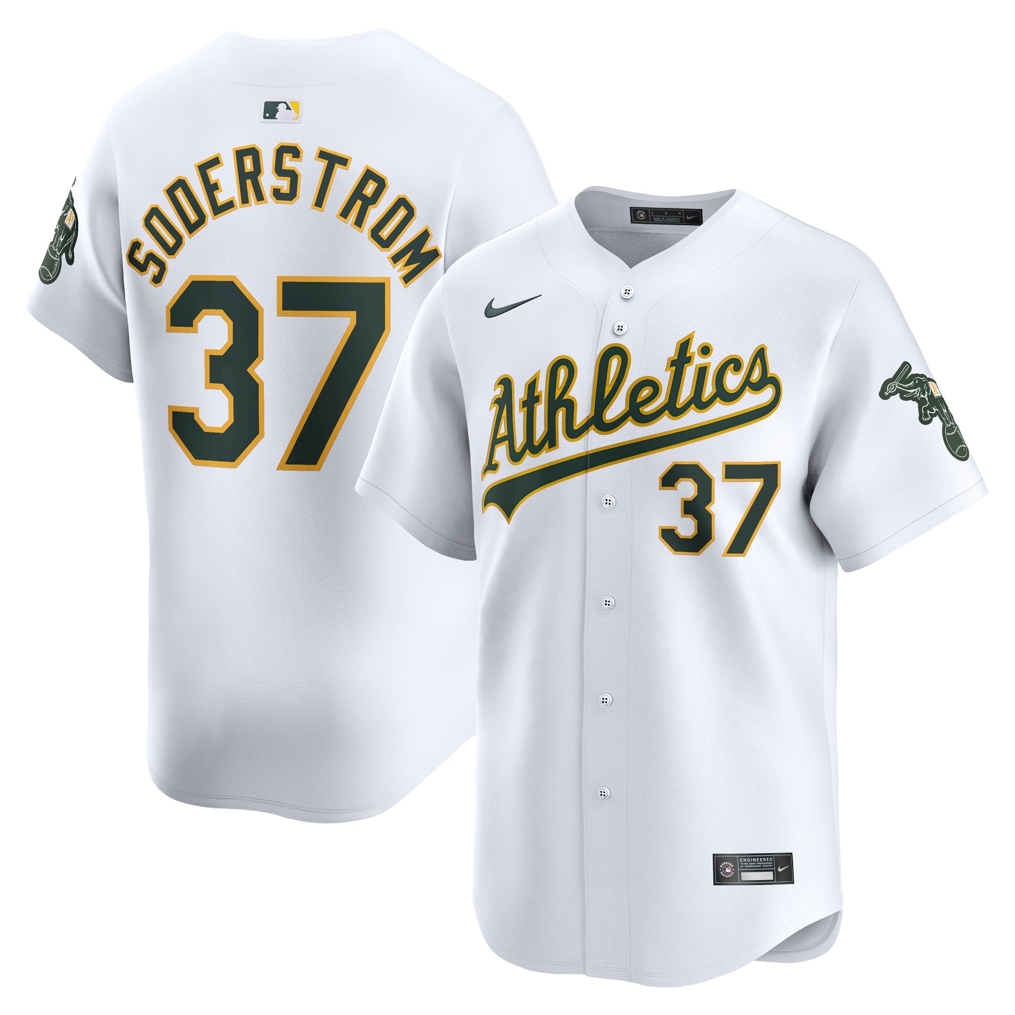 Men's Oakland Athletics Tyler Soderstrom  White Home Limited Player Jersey