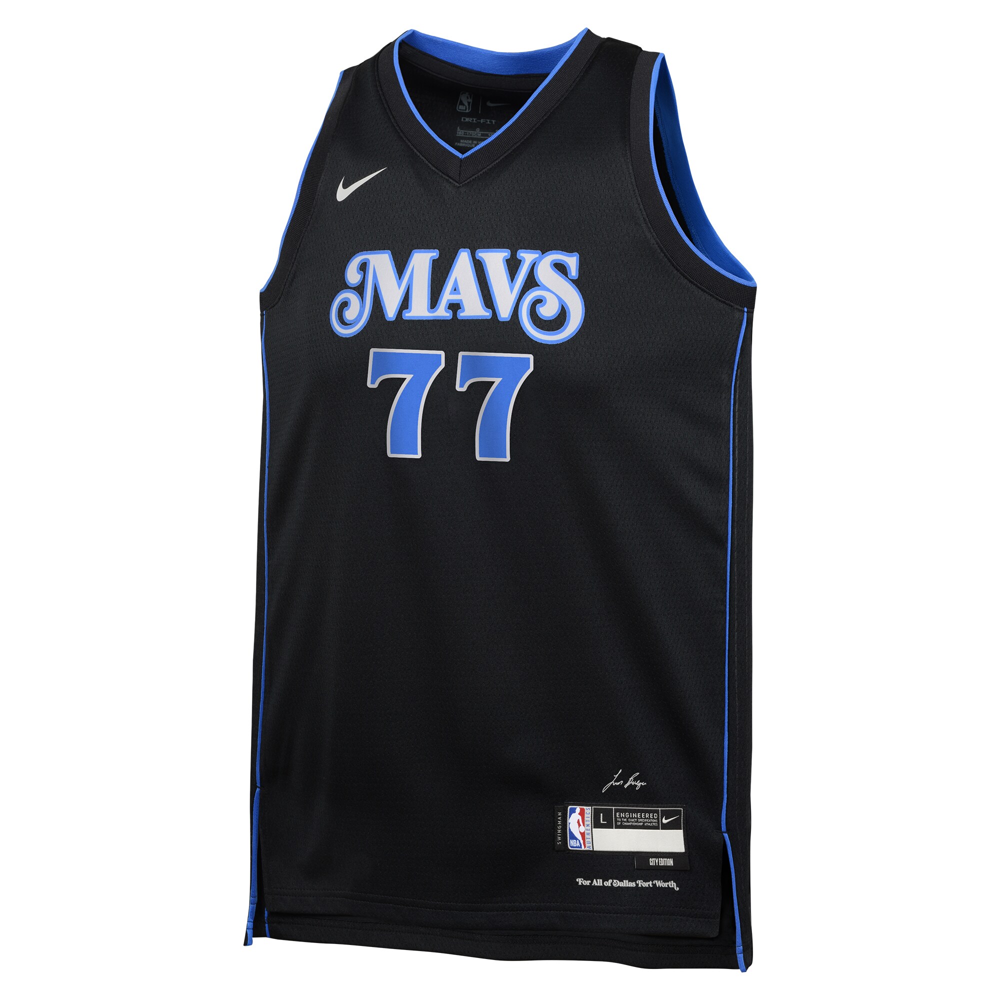 Youth Dallas Mavericks Luka Dončić  Black 2023/24 Swingman Replica Jersey - City Edition