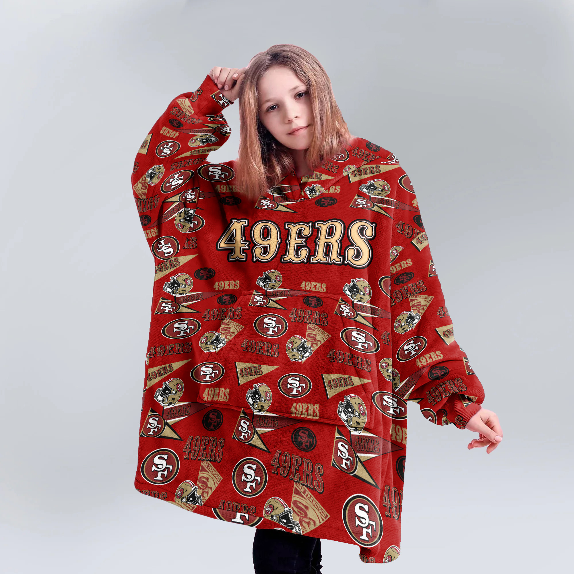 Adult San Francisco 49ers Football Unisex Blanket Hoodie