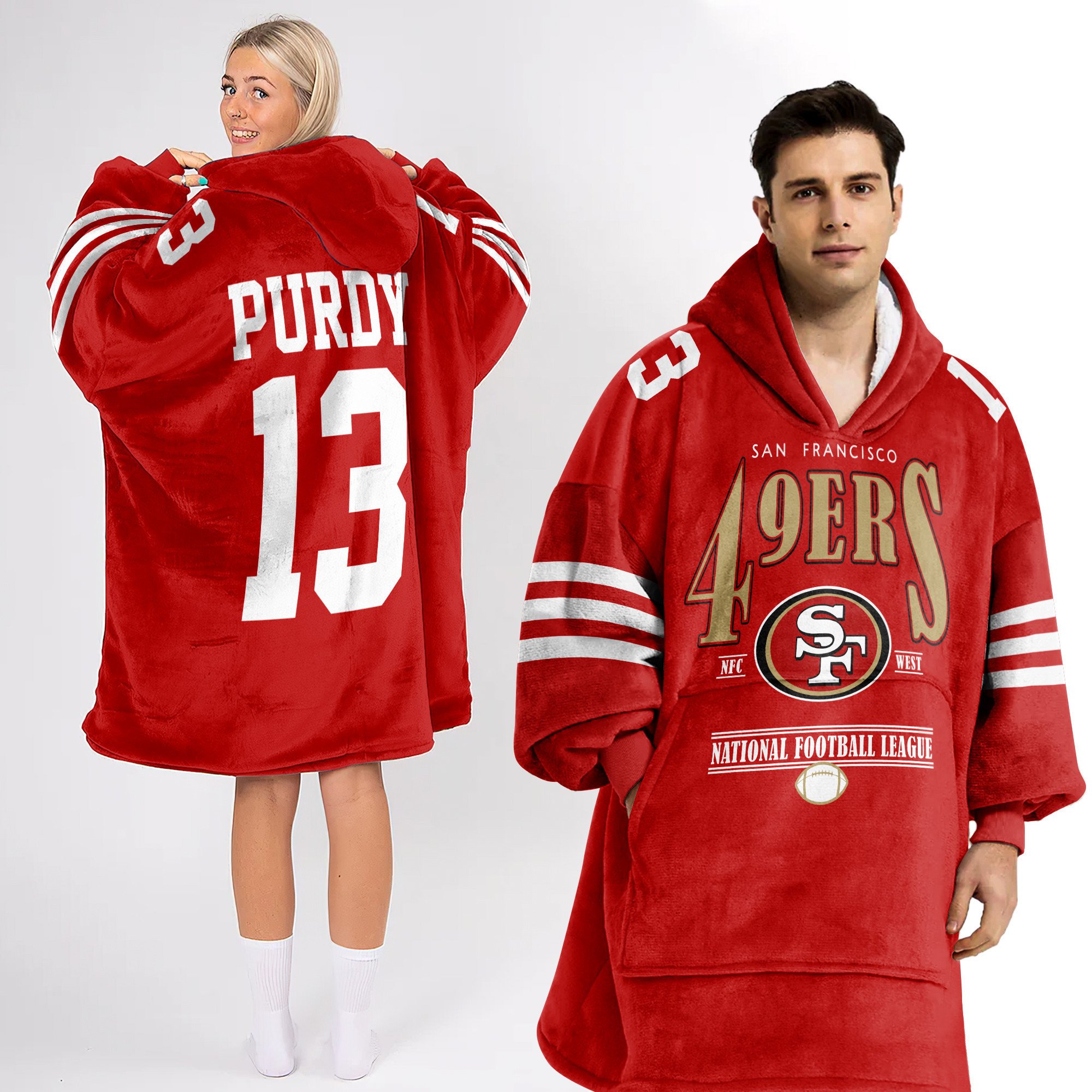Adult 13 San Francisco 49ers Football Unisex Blanket Hoodie