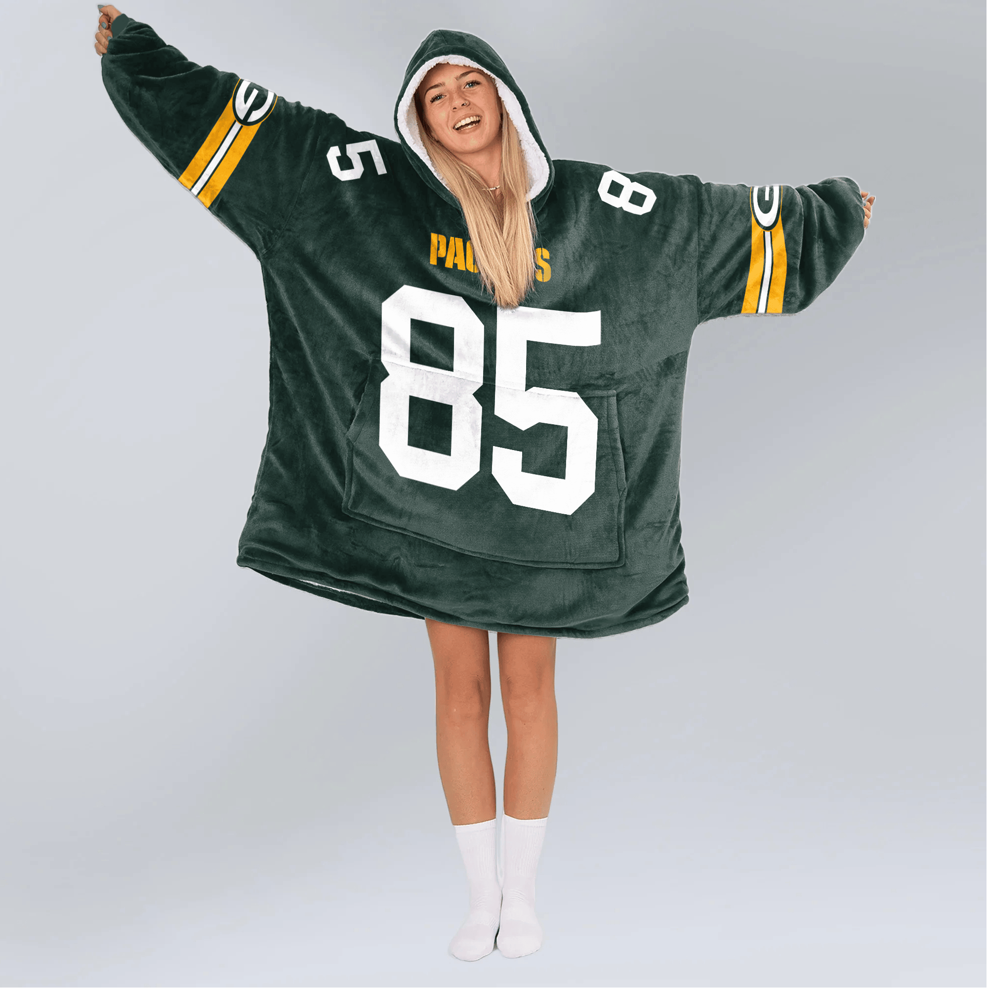 Adult T.K 85 Green Bay Football Unisex Blanket Hoodie