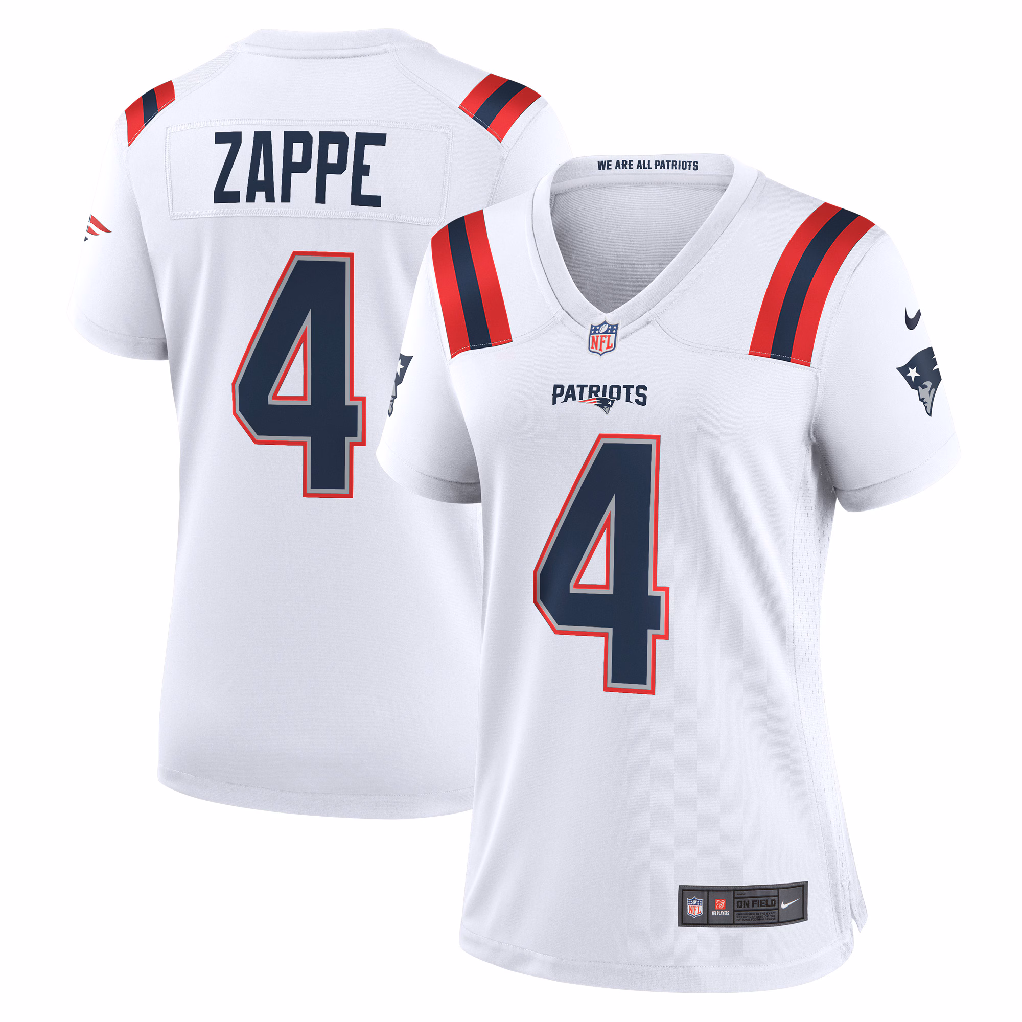 Bailey Zappe New England Patriots Women's Game Player Jersey - White