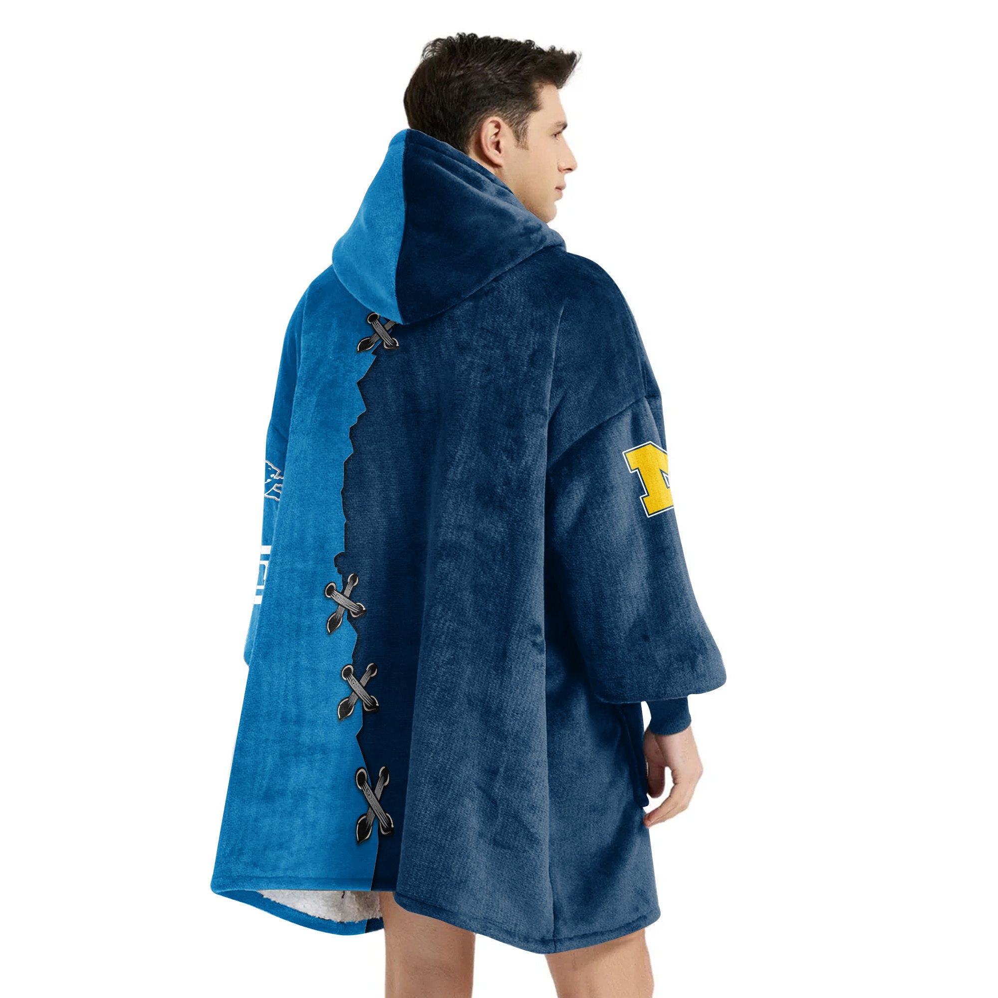 Adult Michigan Wolverines Detroit Football Unisex Blanket Hoodie