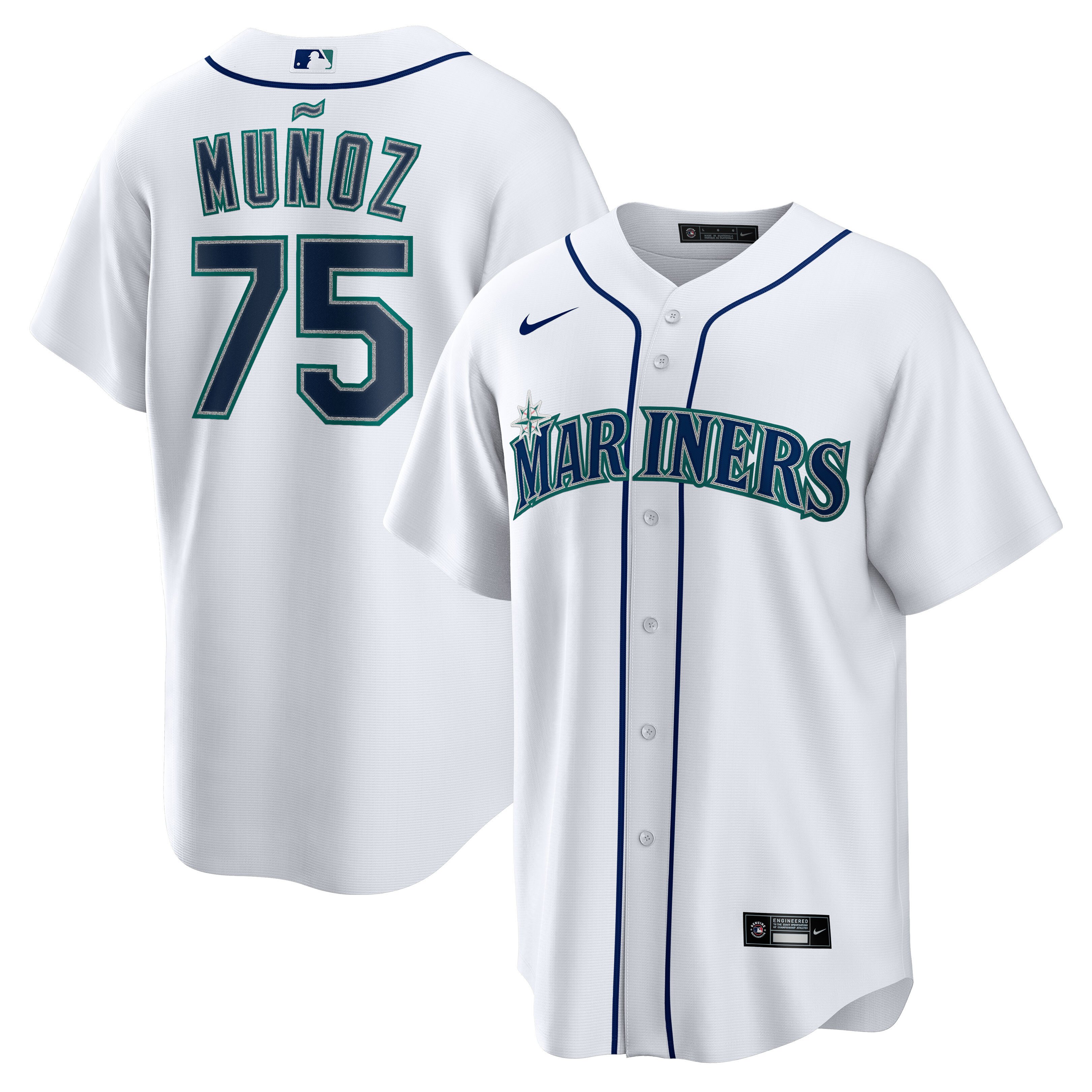 Men's Seattle Mariners Andrés Mu?oz  White Home  Replica Player Jersey