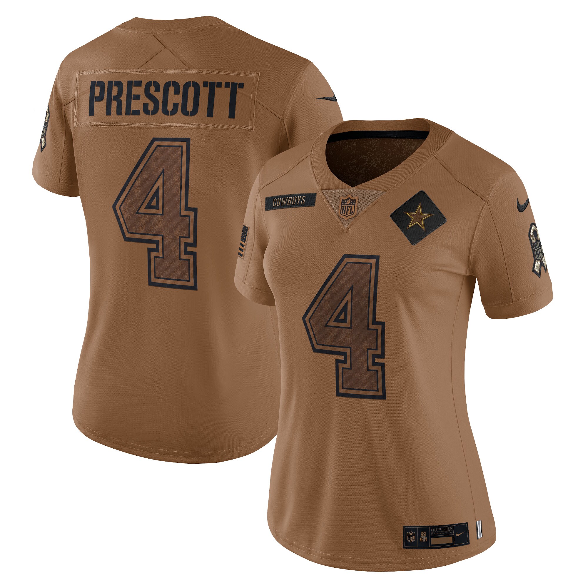 Dak Prescott Dallas Cowboys  Women's 2023 Salute To Service Limited Jersey - Brown