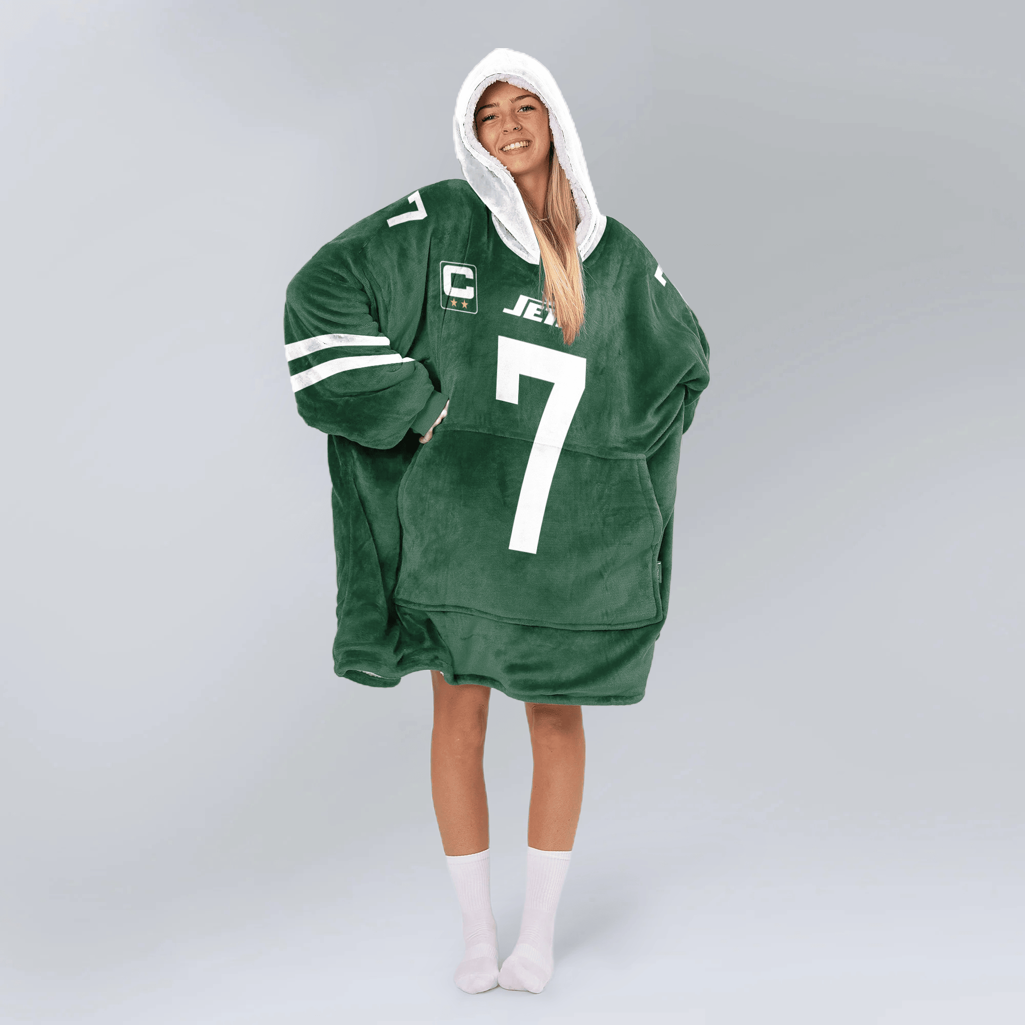 Adult J.F 7 Captain New York J Football Unisex Blanket Hoodie
