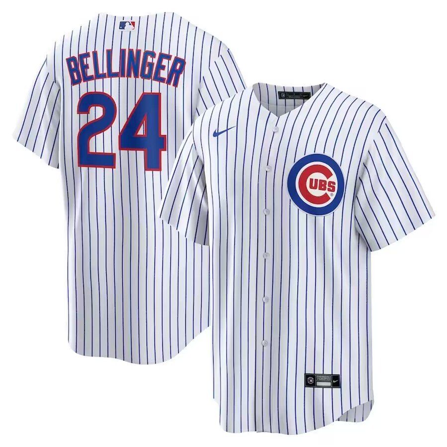 Men's Chicago Cubs #24 Cody Bellinger  White Royal Home Player Jersey