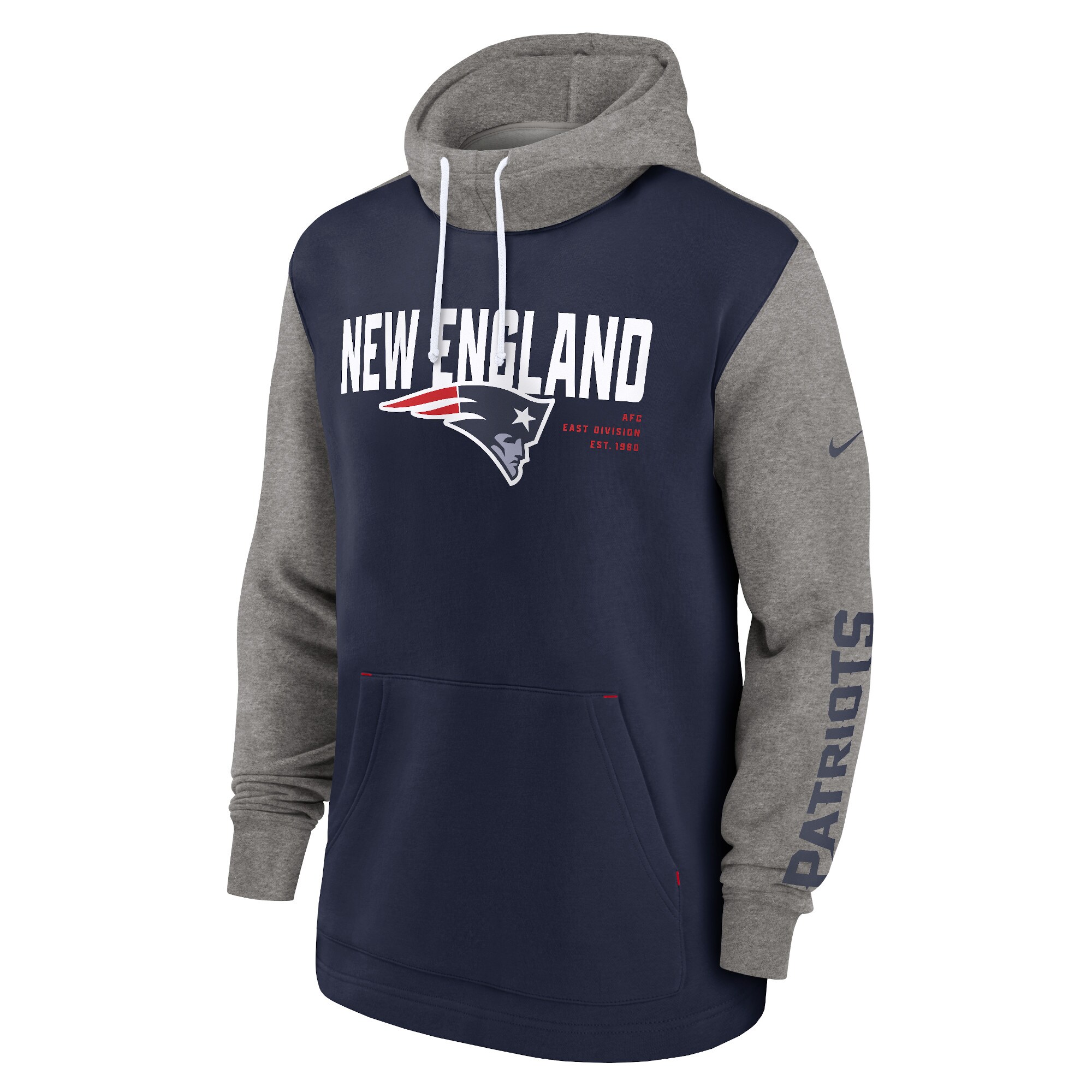 New England Patriots Fashion Color Block Pullover Hoodie - Navy
