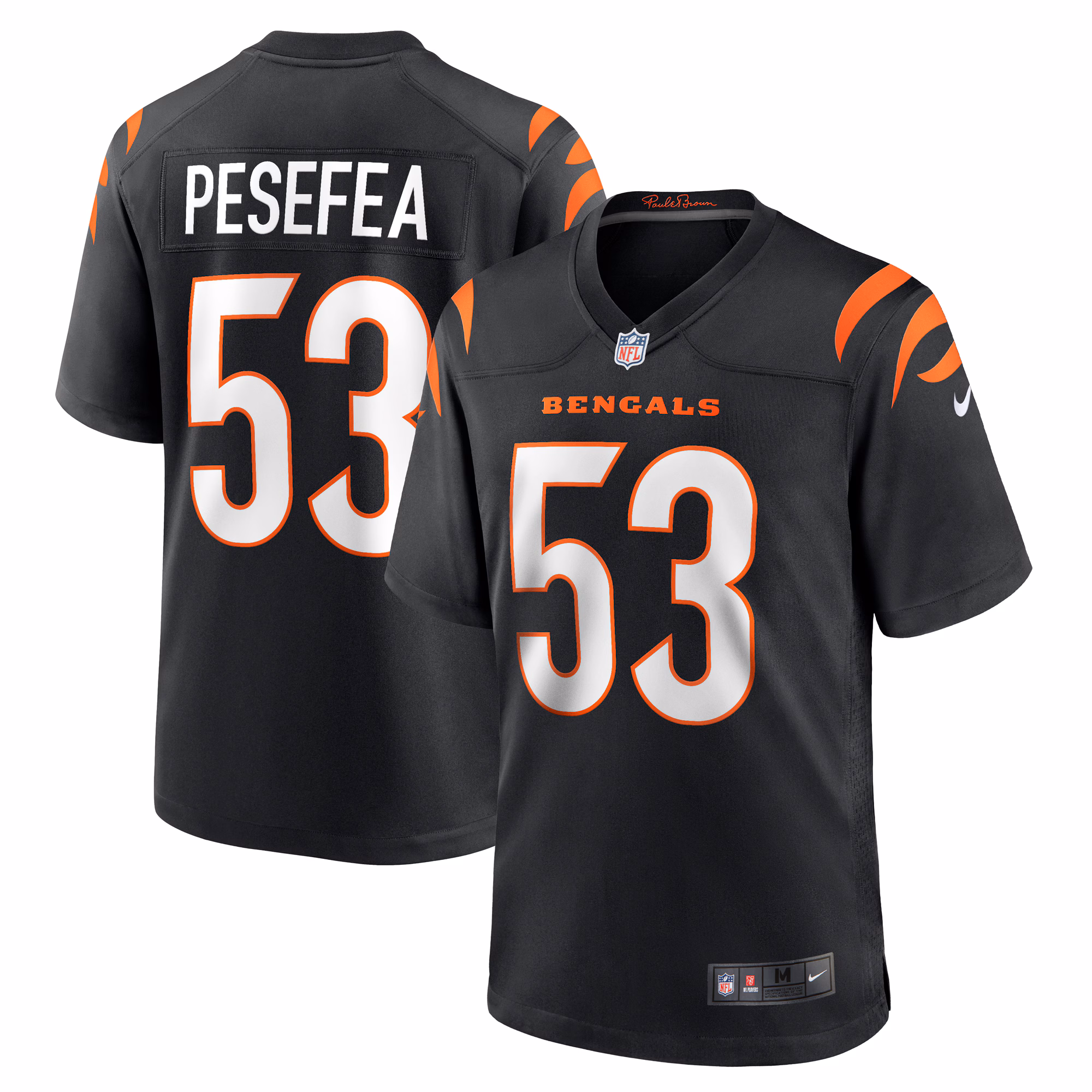 TJ Pesefea Cincinnati Bengals Team Game Jersey -  Black