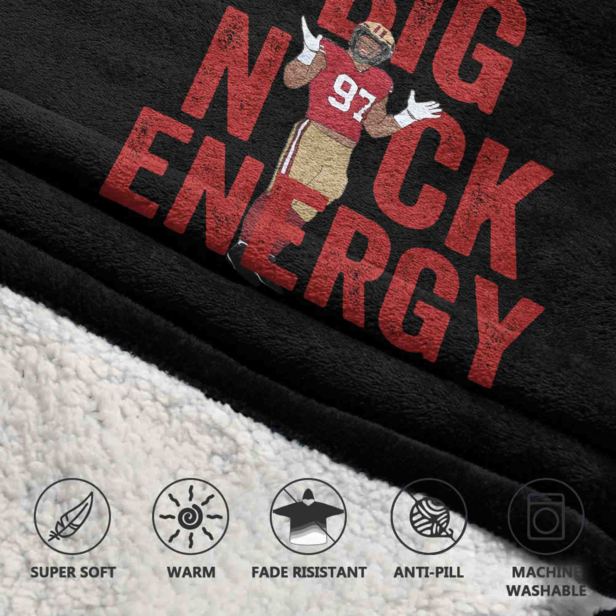 Adult Big Nick Energy San Francisco 49ers Football Unisex Blanket Hoodie