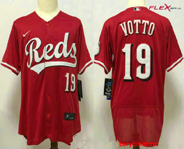 Men's Cincinnati Reds #19 Joey Votto Red Stitched MLB Flex Base  Jersey