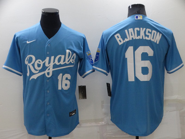 Men's  Kansas City Royals #16 Bo Jackson Light Blue New Cool Base Stitched MLB Jersey