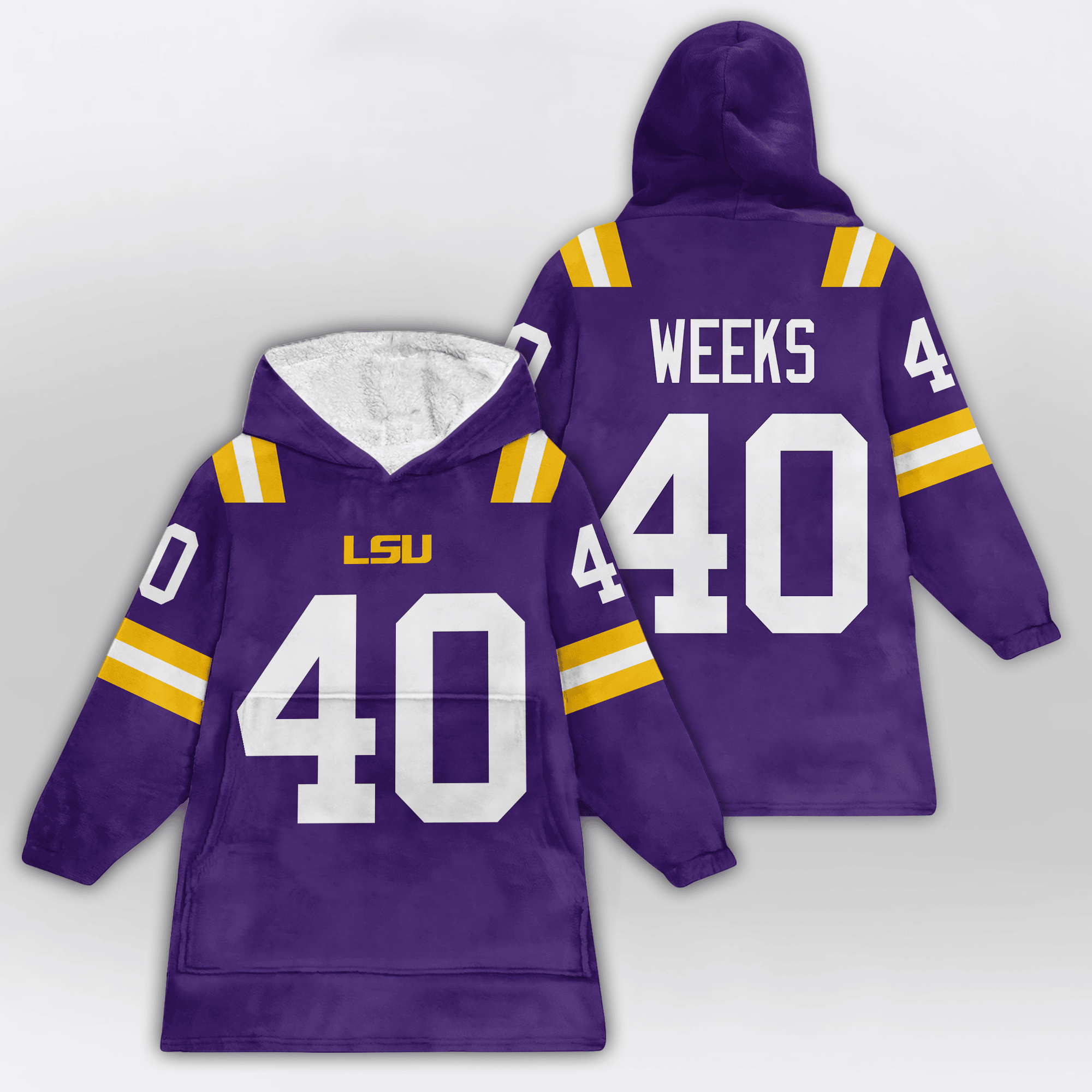 Adult W.W 40 LSU Football Unisex Blanket Hoodie