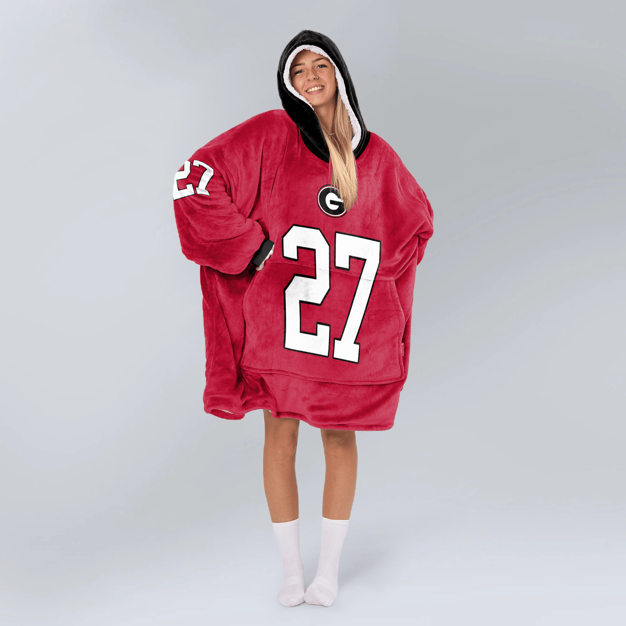 Adult N.C 27 Georgia Football Unisex Blanket Hoodie