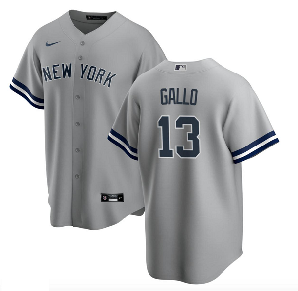 Men's New York Yankees #13 Joey Gallo  Gray Road Cool Base MLB Jersey