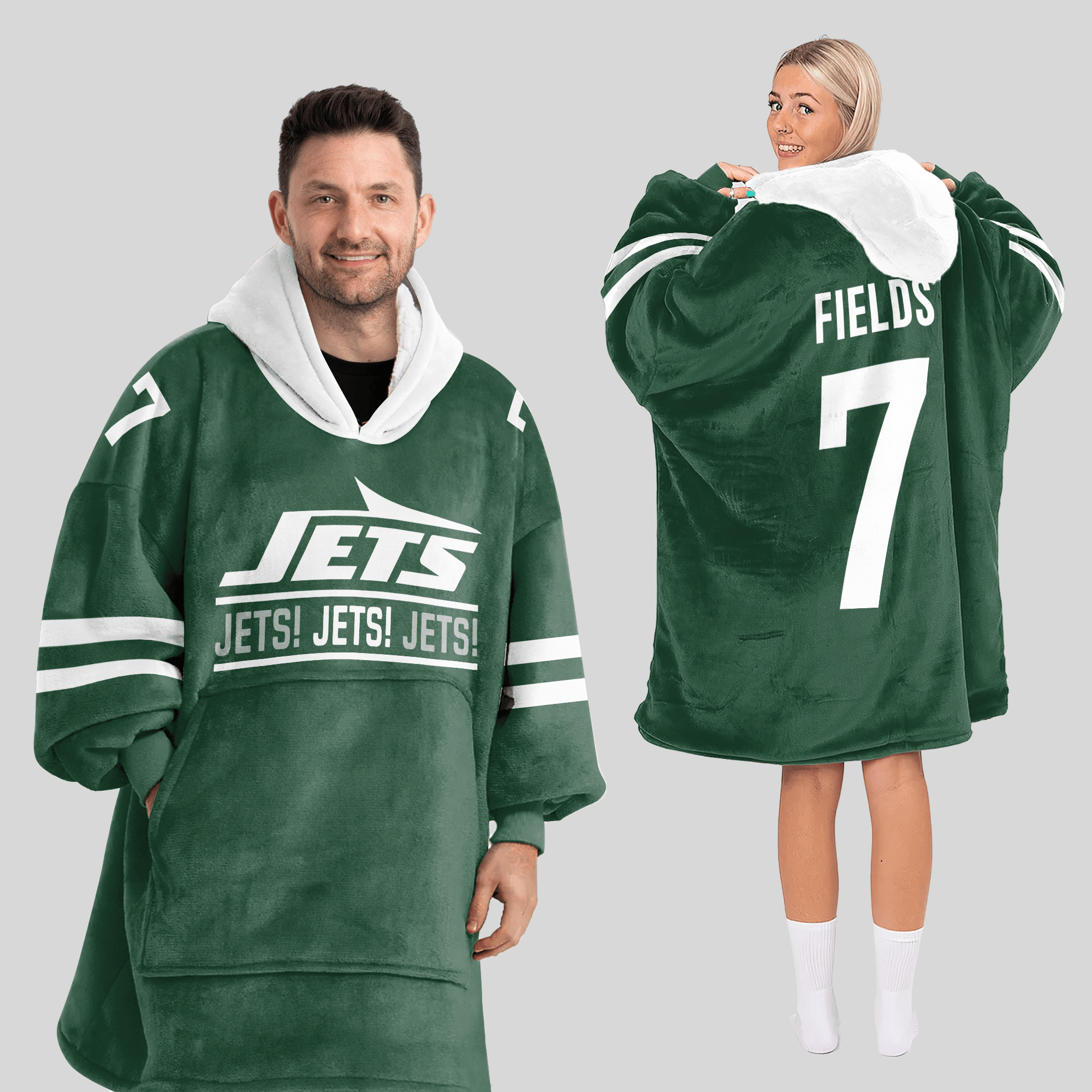 New York J Football Unisex Blanket Hoodie