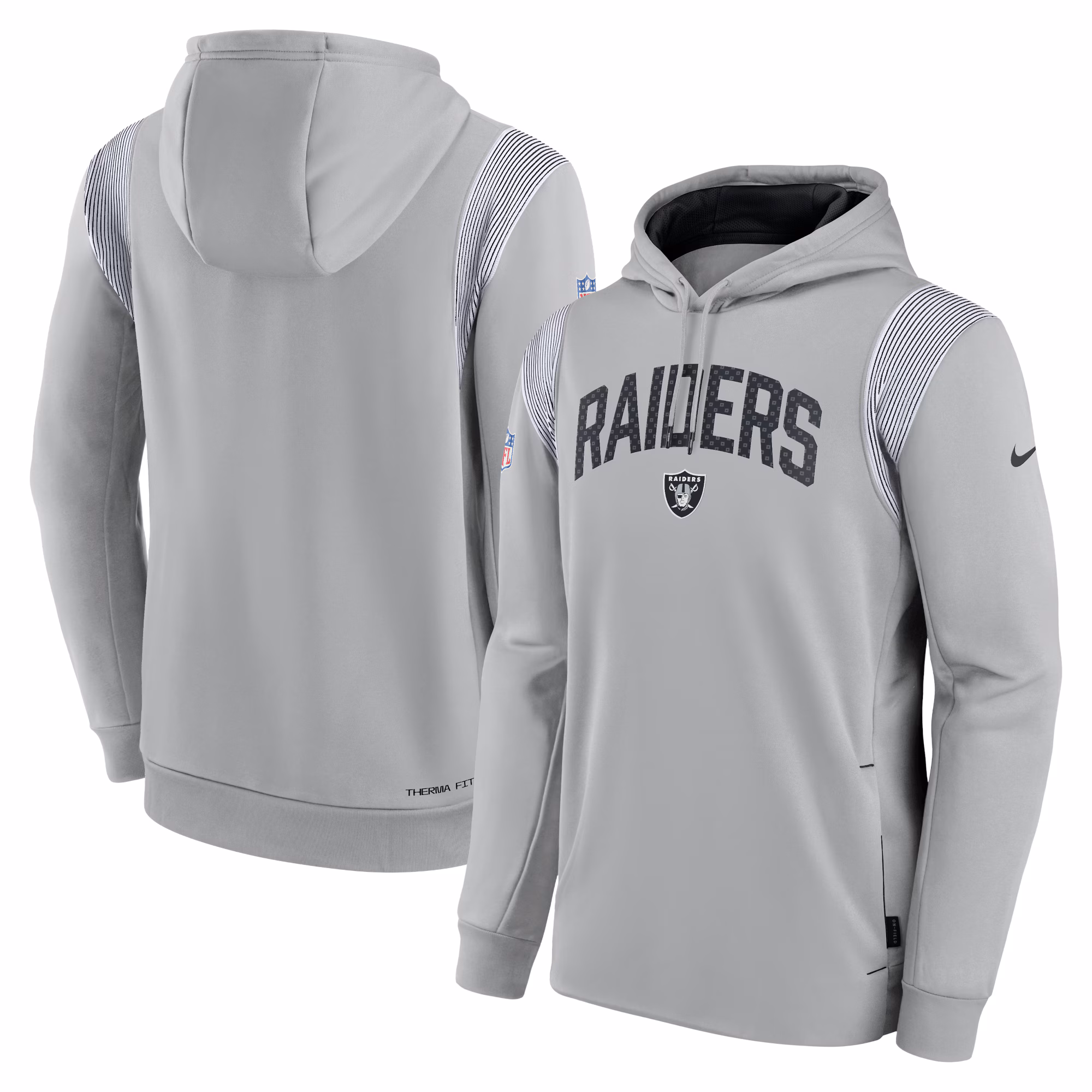Las Vegas Raiders Sideline Athletic Stack Performance Pullover Hoodie - Silver