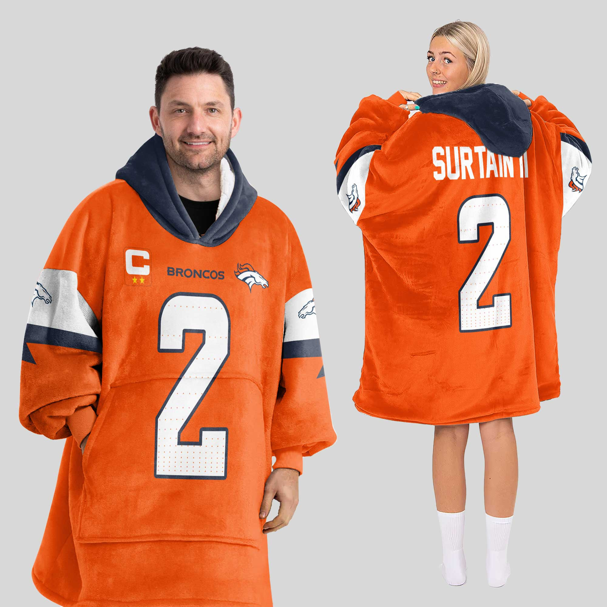 Adult P.S 2 Captain Denver Football Unisex Blanket Hoodie